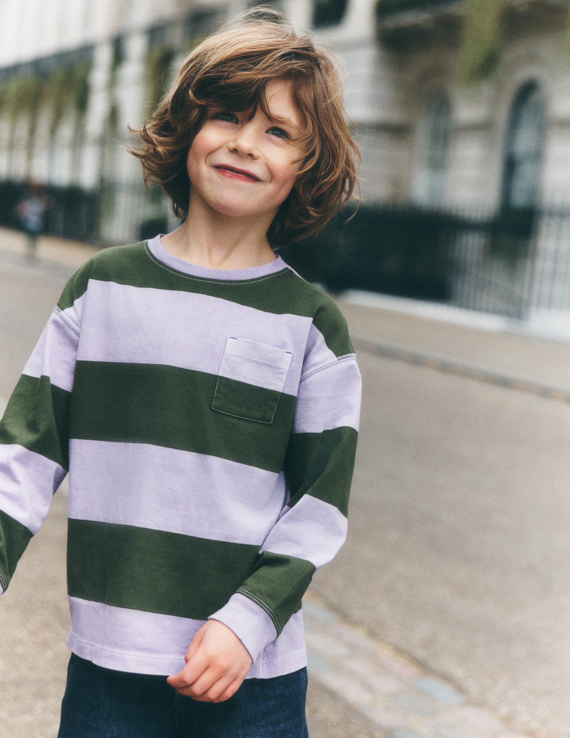Long Sleeve Garment Dye Tee-Brunswick Green/Floral Purple - Image 1
