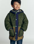 Onion Quilted Coat-Khaki Colourblock