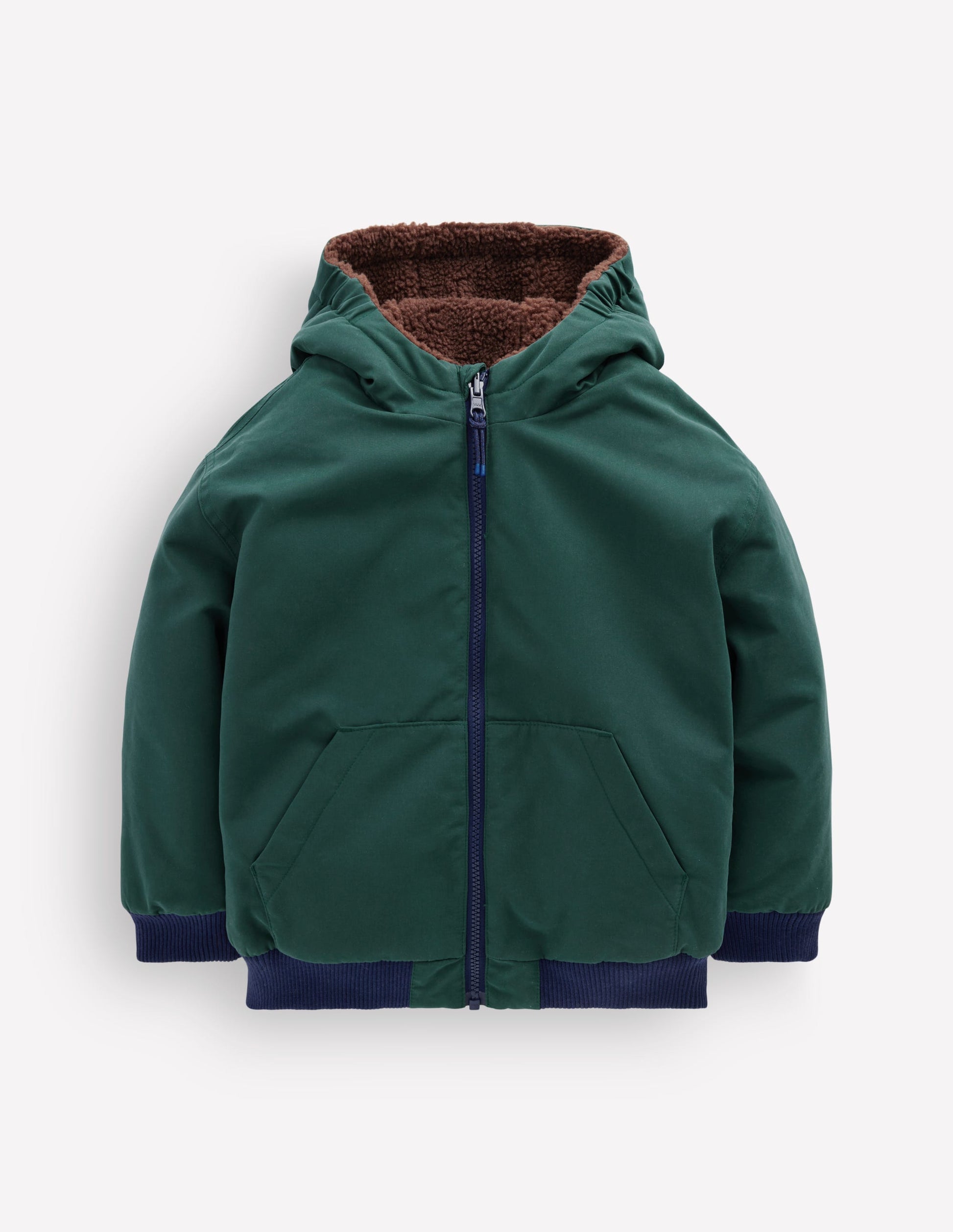 Reversible Borg Bomber Coat-Malachite Green/Raw Umber-5