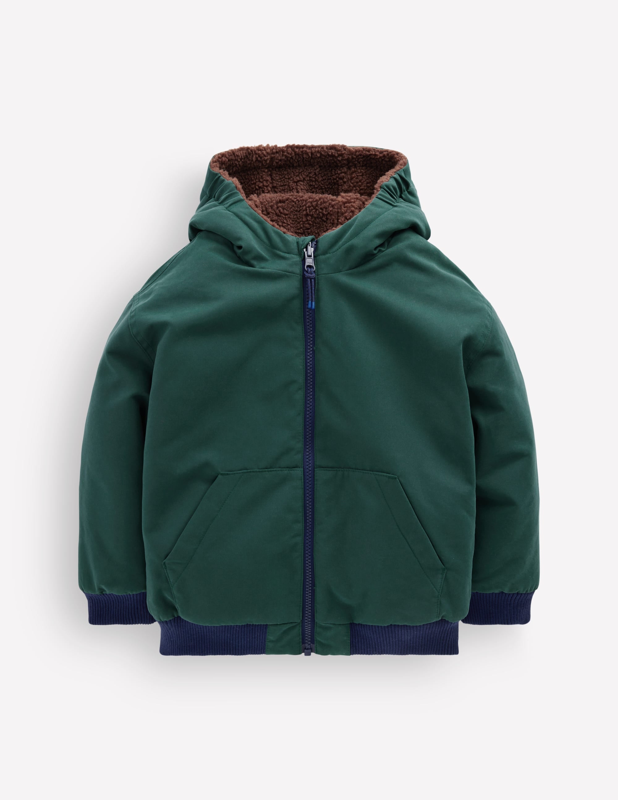 Reversible Borg Bomber Coat-Malachite Green/Raw Umber - Image 5