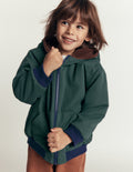 Reversible Borg Bomber Coat-Malachite Green/Raw Umber