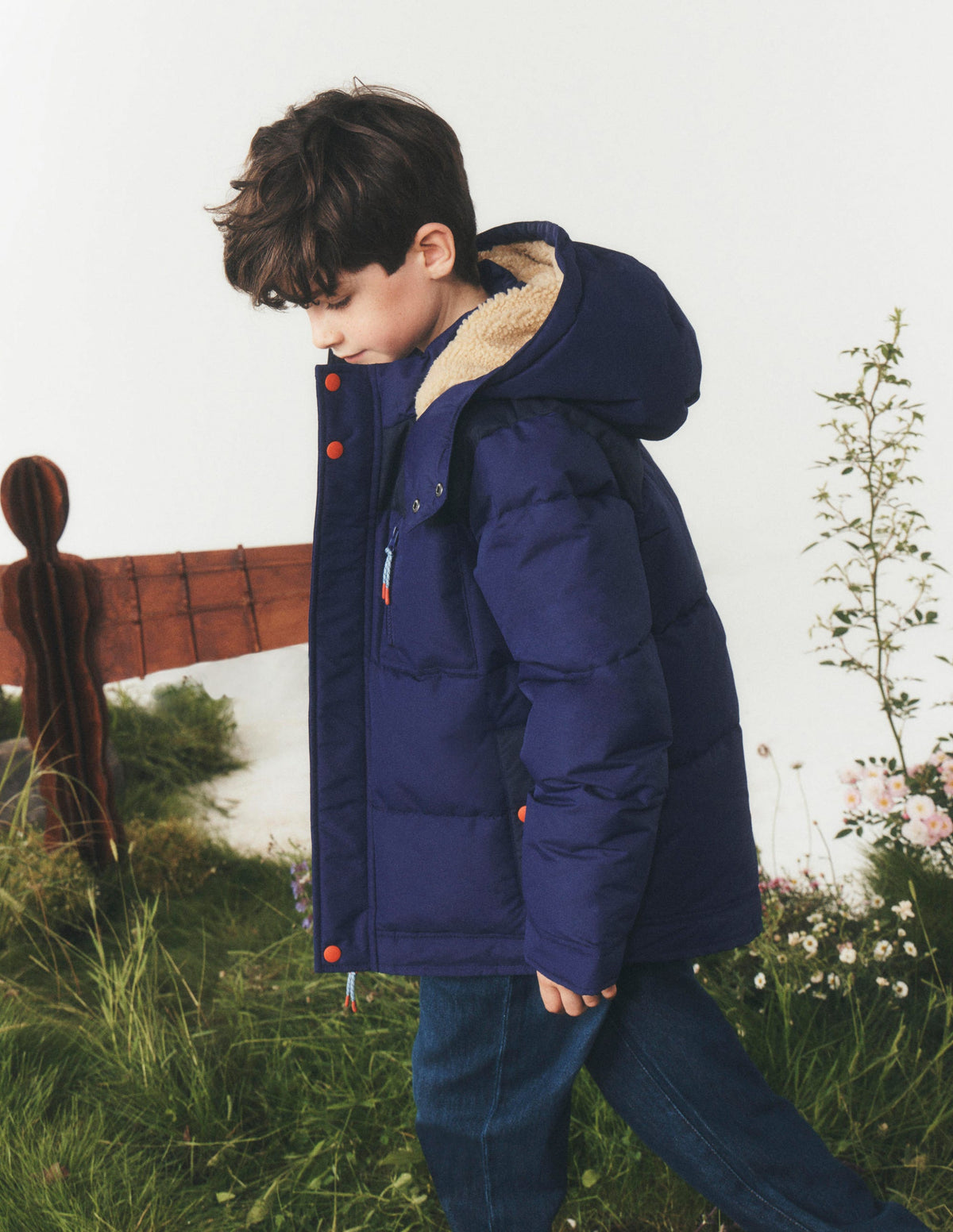 Borg Lined Puffer Coat-College Navy-10