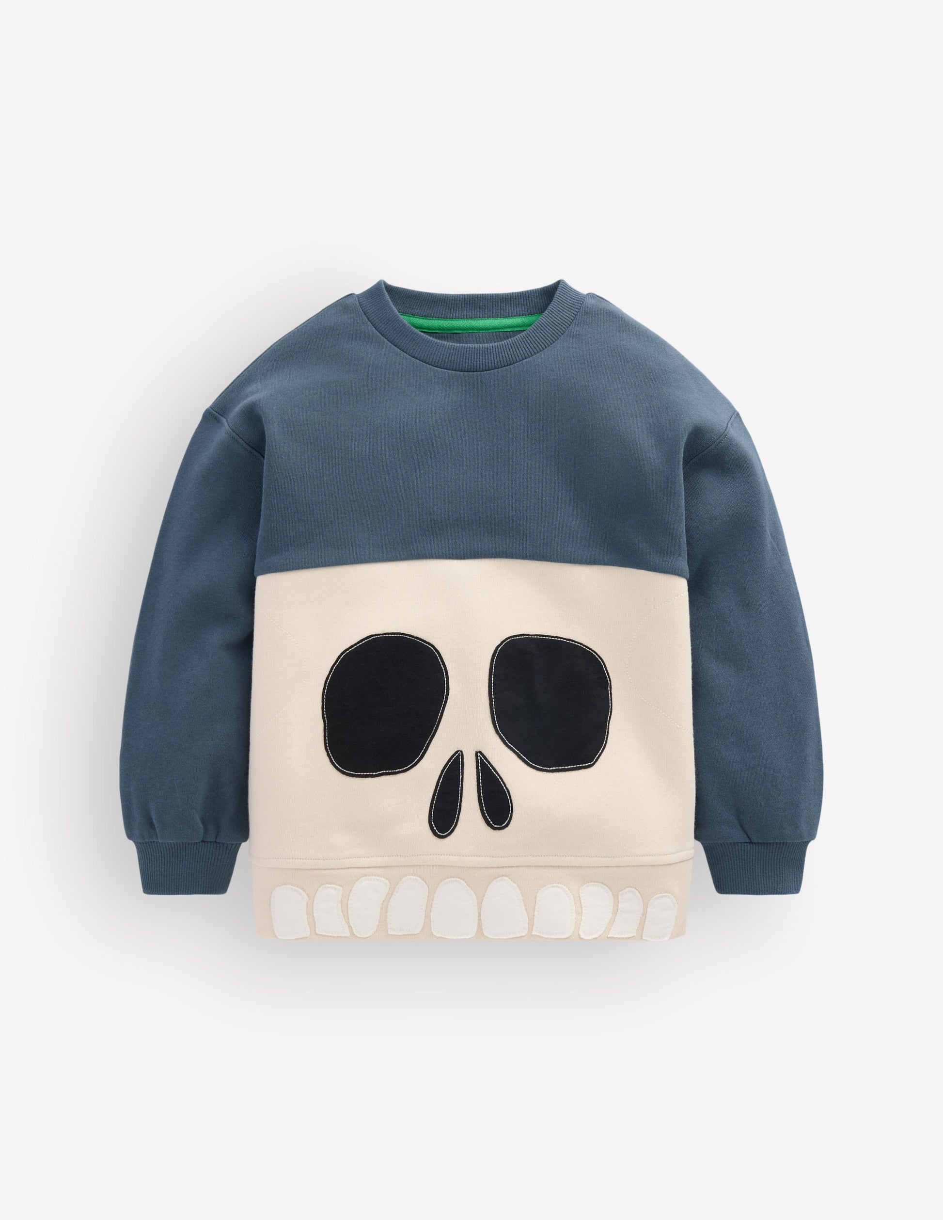 Glow Applique Sweatshirt-College Navy Skull-3