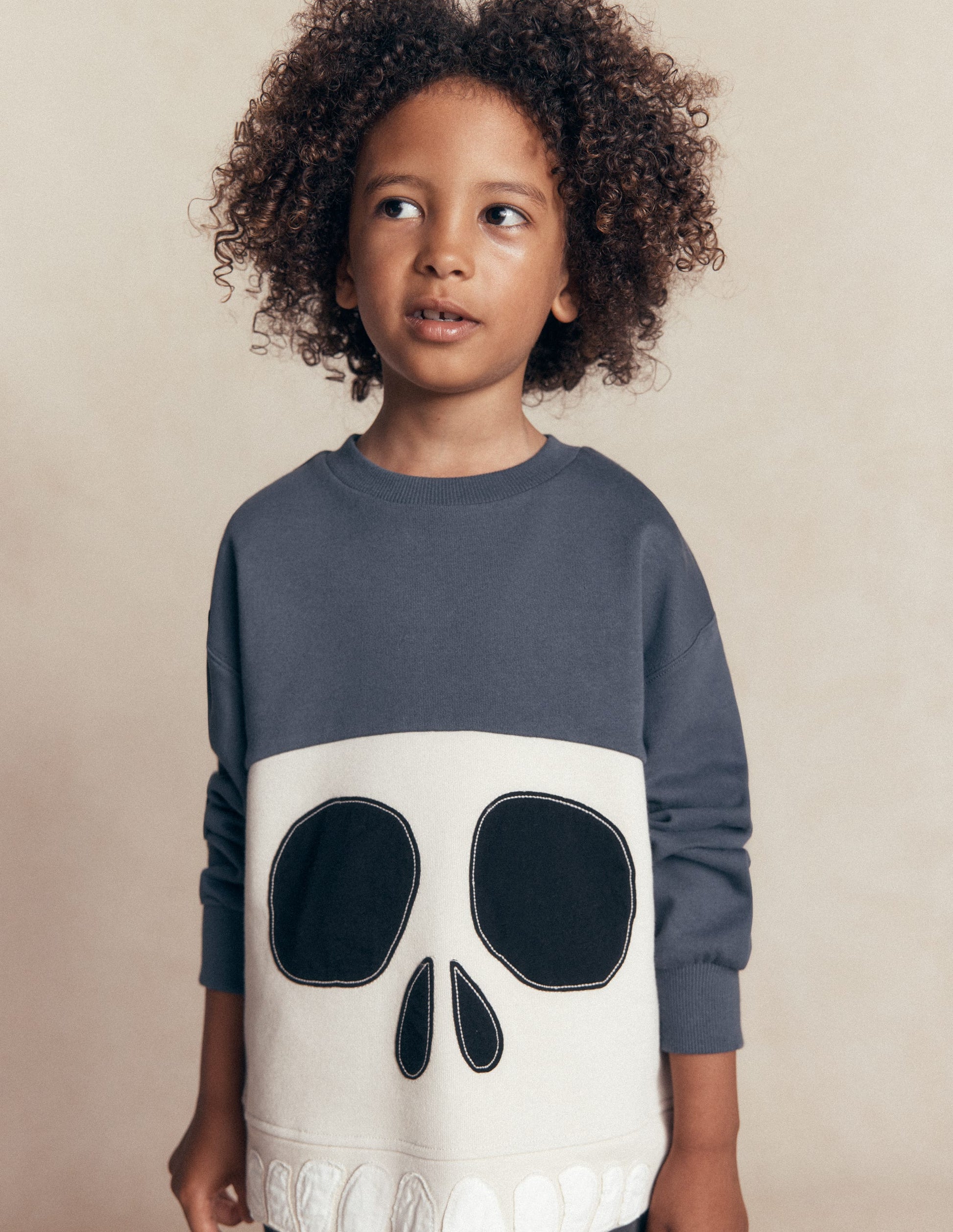 Glow Applique Sweatshirt-College Navy Skull-2