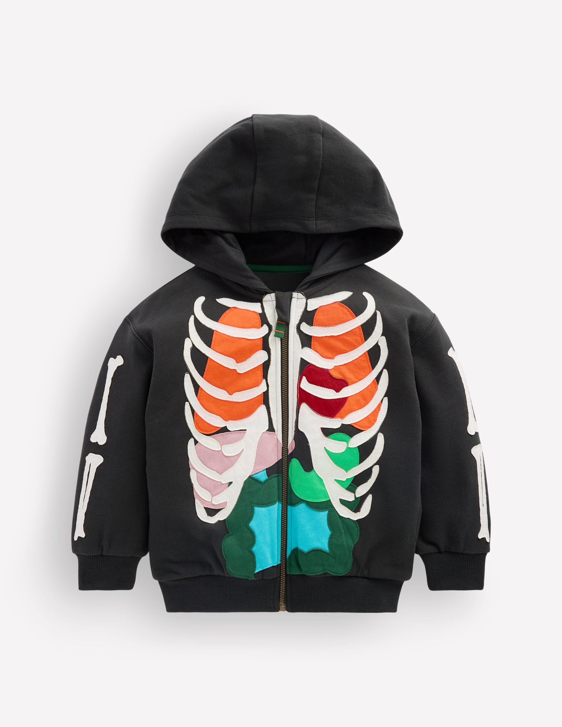 Glow Fun Zip-through Hoodie-Shadow Grey Skeleton-1