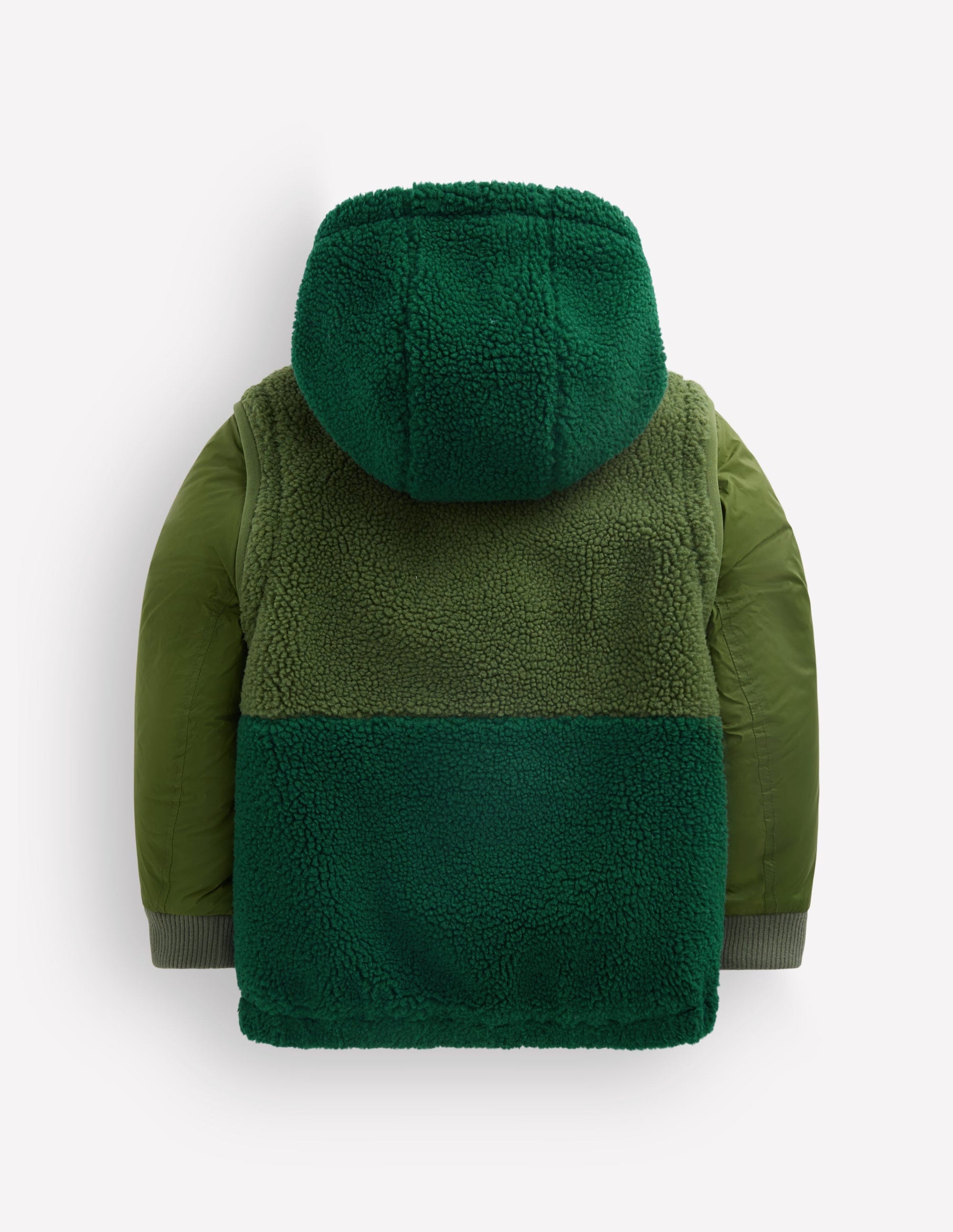 Panelled Borg Mix Jacket-Khaki-6