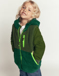 Panelled Borg Mix Jacket-Khaki