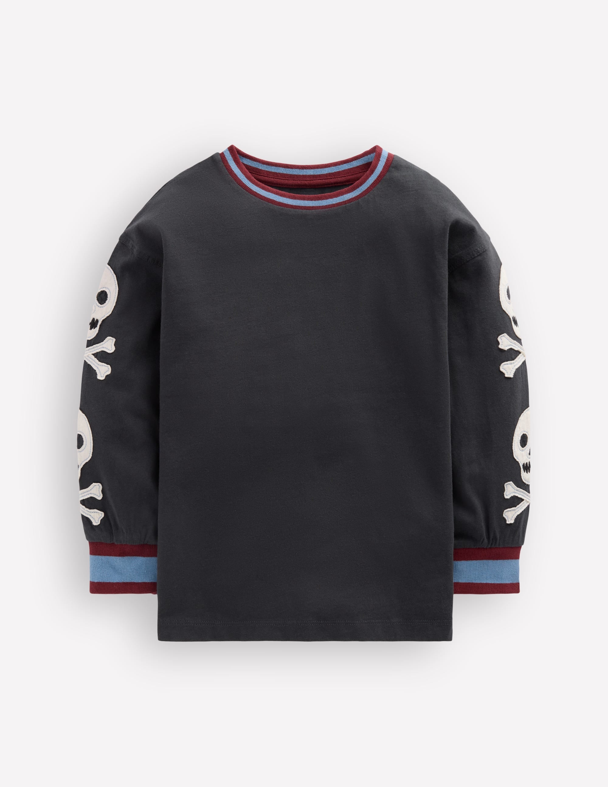 Sleeved Appliqué T-shirt-Shadow Grey Skulls - Image 3