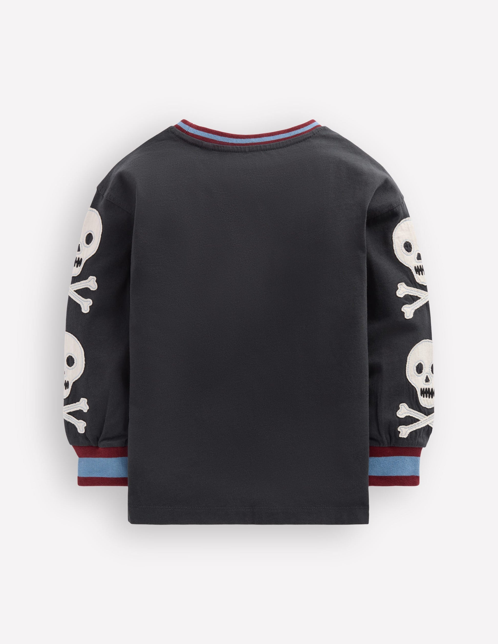 Sleeved Appliqué T-shirt-Shadow Grey Skulls-4