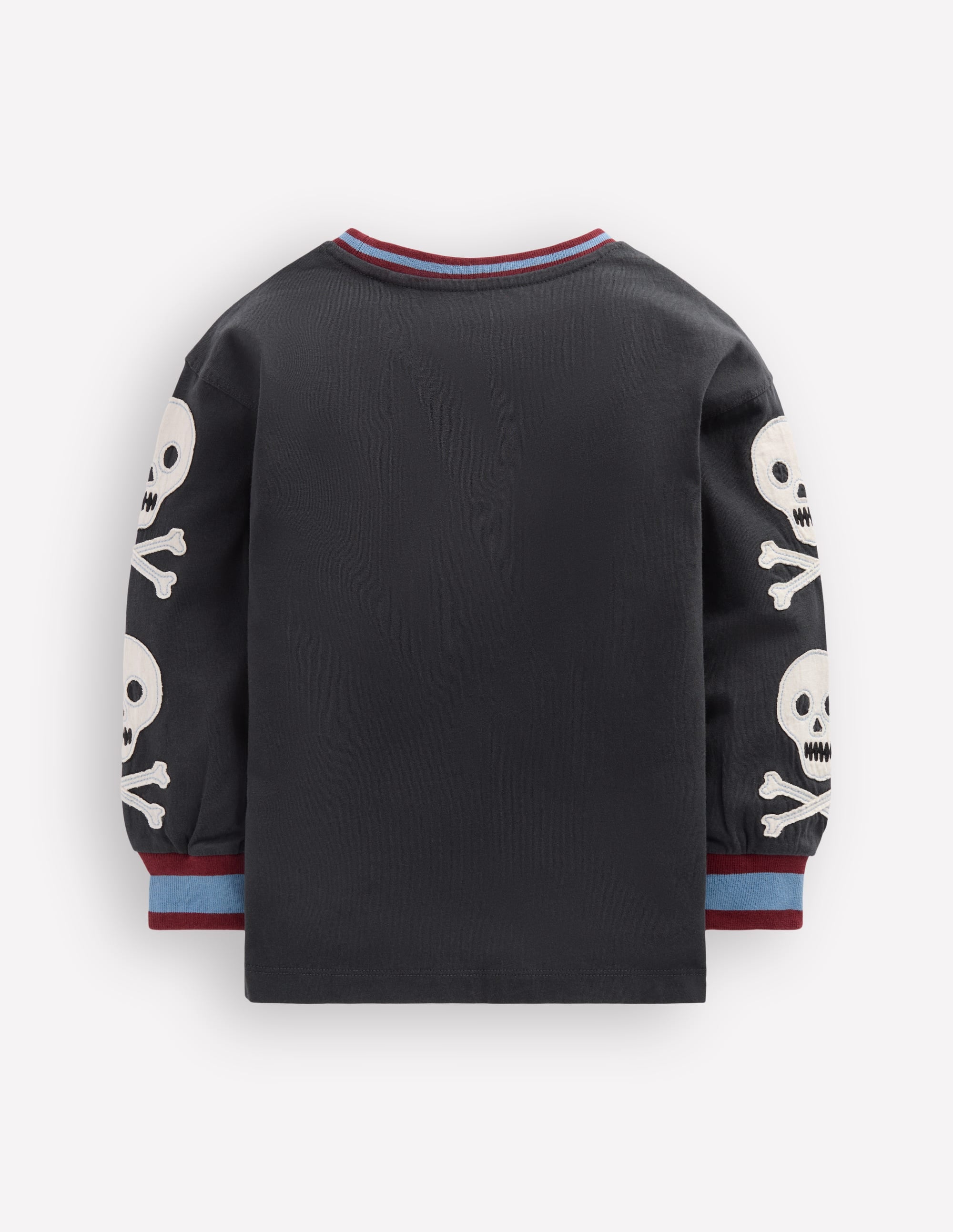 Sleeved Appliqué T-shirt-Shadow Grey Skulls - Image 4