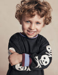 Sleeved Appliqué T-shirt-Shadow Grey Skulls