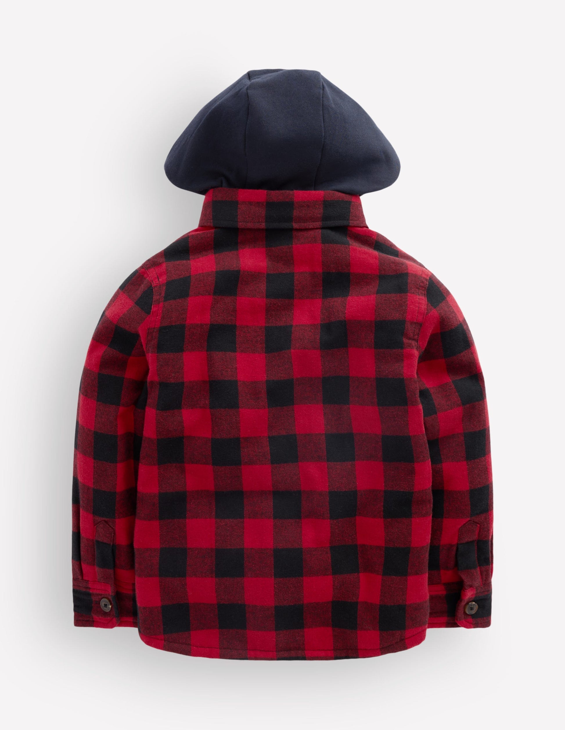 Borg-Lined Hooded Shirt-Red/Blue Gingham-3