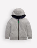 Reversible Borg Hoodie-Grey Marl