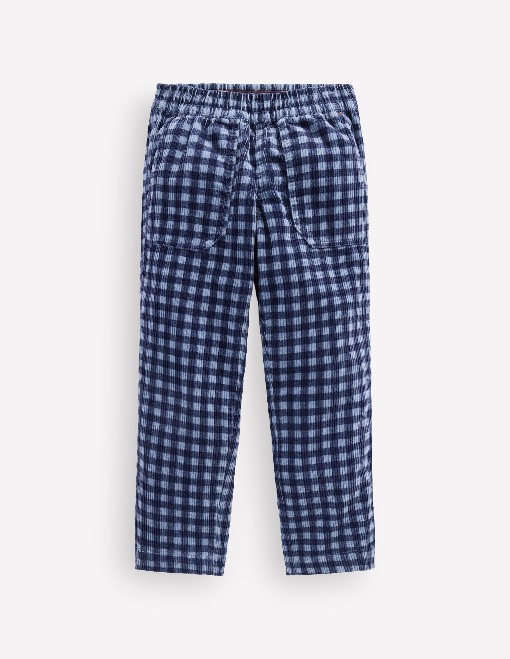 Pull-on Cord Trousers-Faded Denim Gingham - Image 2