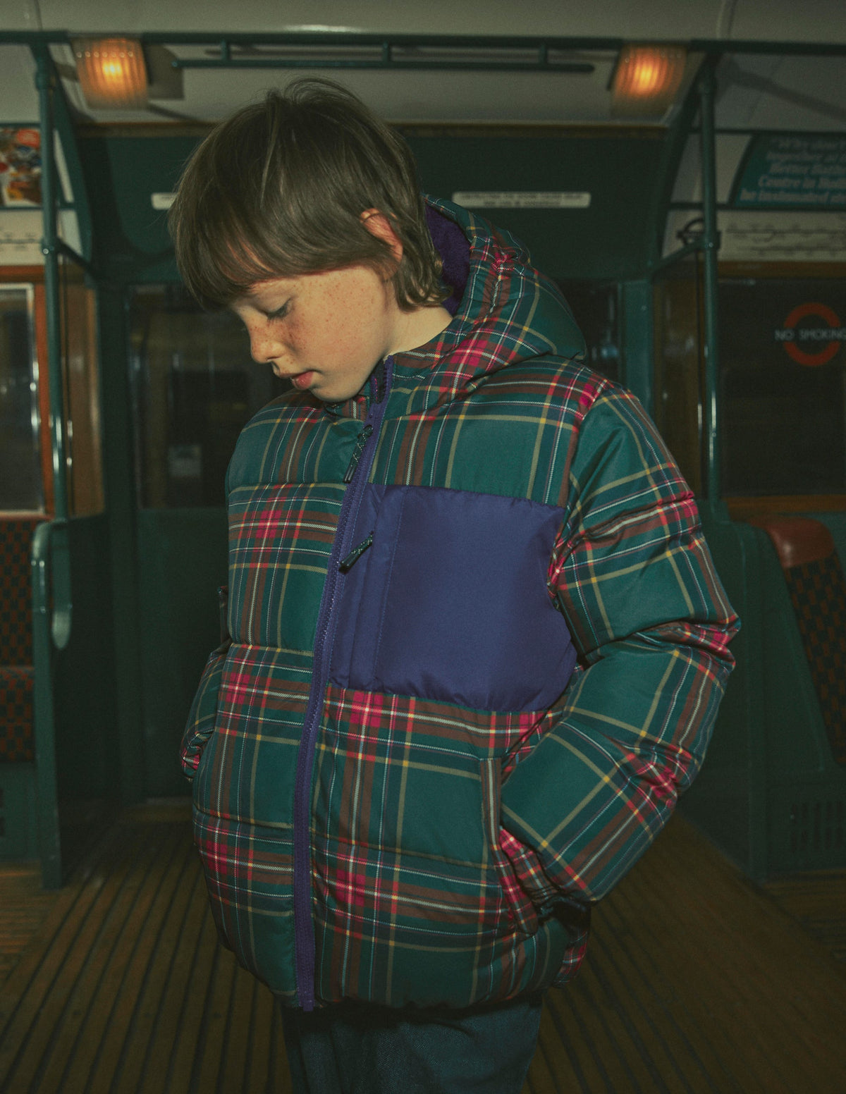 Fun Padded Coat-Green Check-1