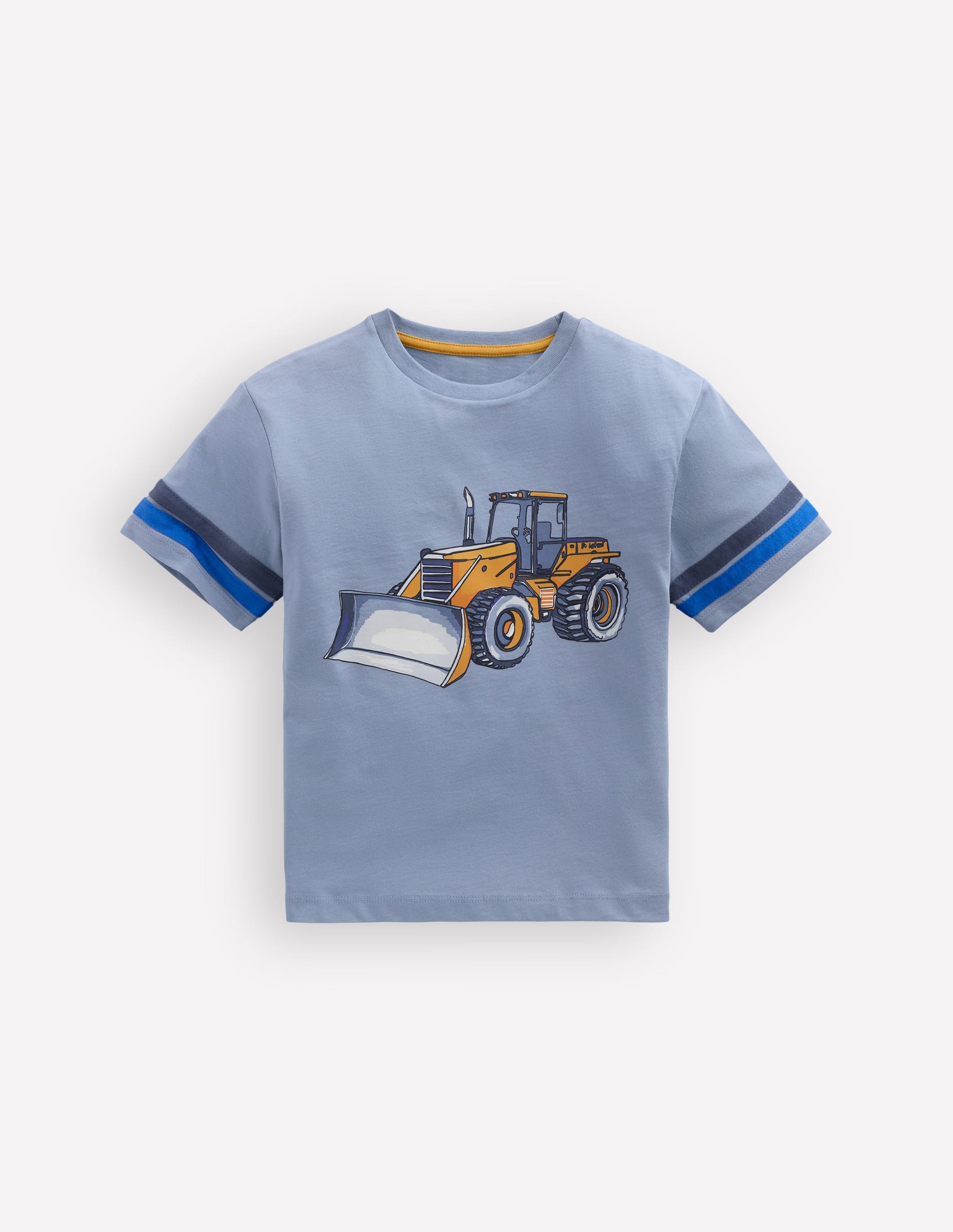 Colour Block Printed T-shirt-French Blue Tractor-1