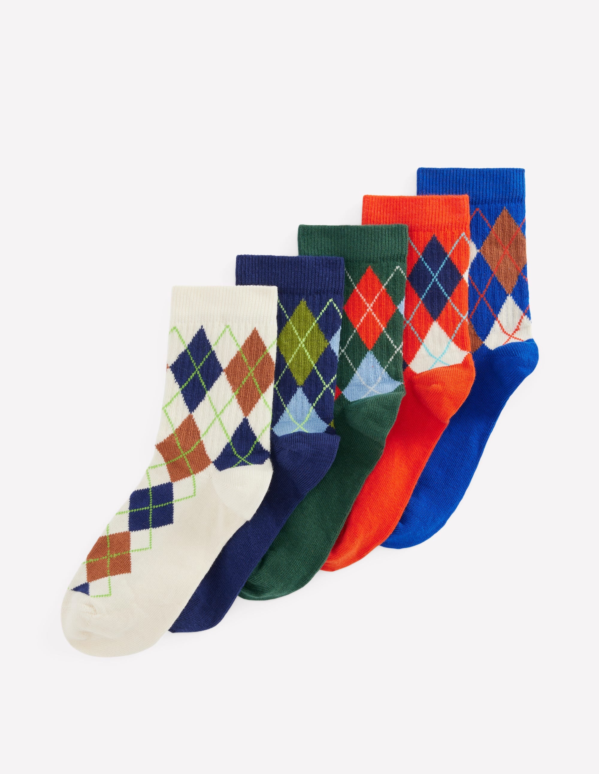 Boys Ribbed Socks 5 Pack-Multi Argyle - Image 1