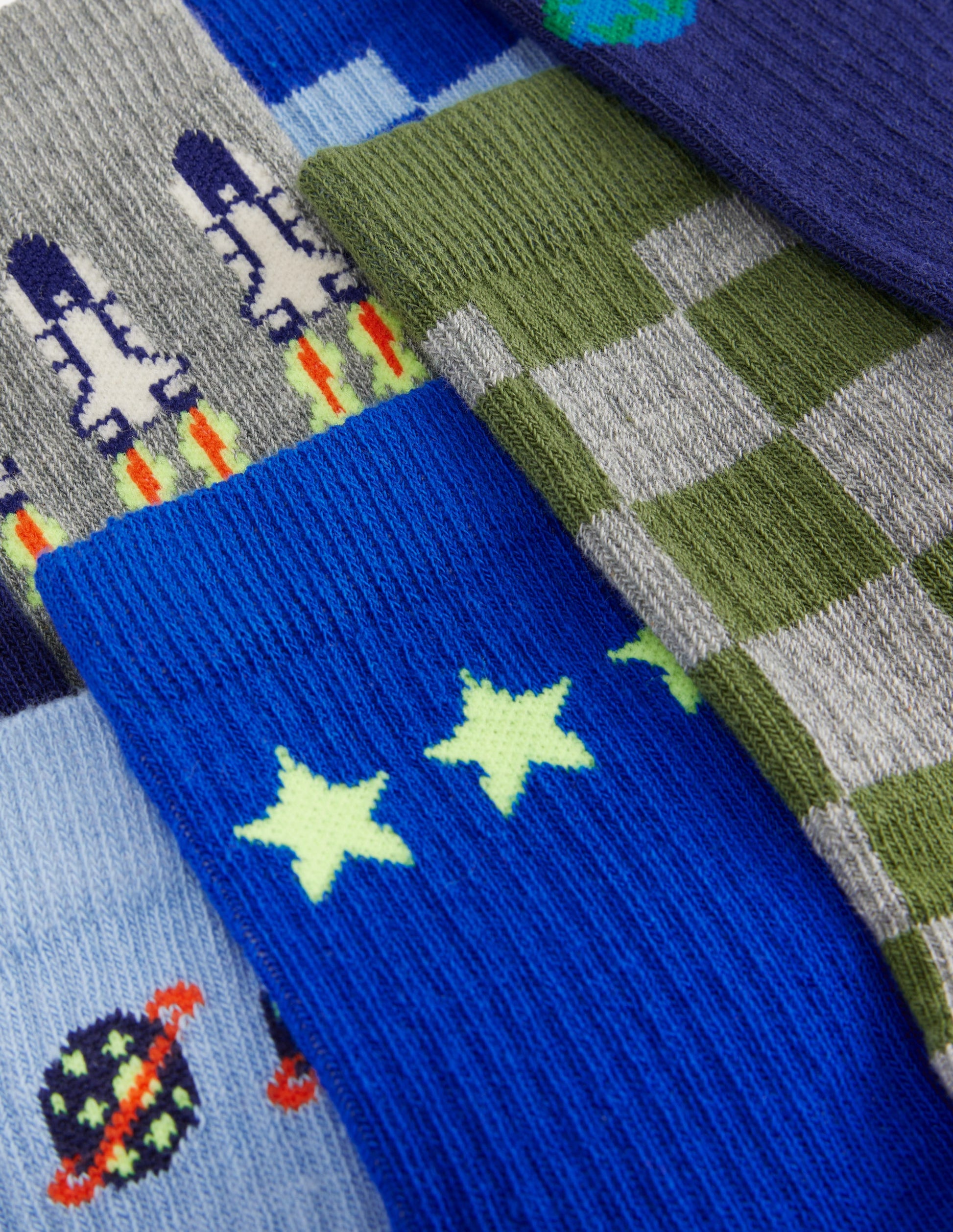 7 Pack Ribbed Socks-Space Checkerboard-2