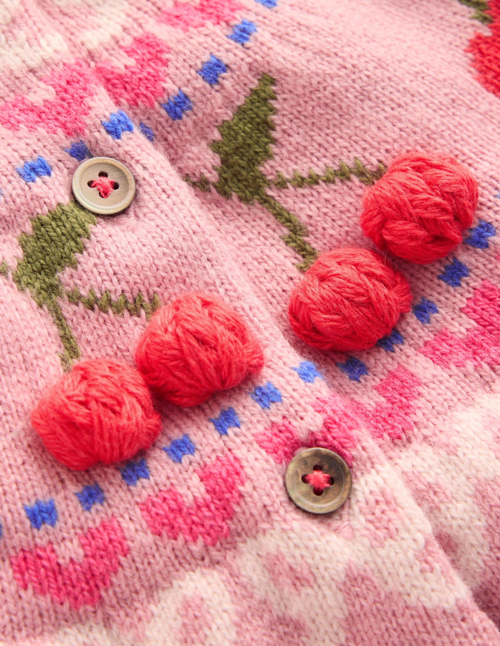 Edie Fair Isle Cardigan-Vintage Pink Marl Cherries-4