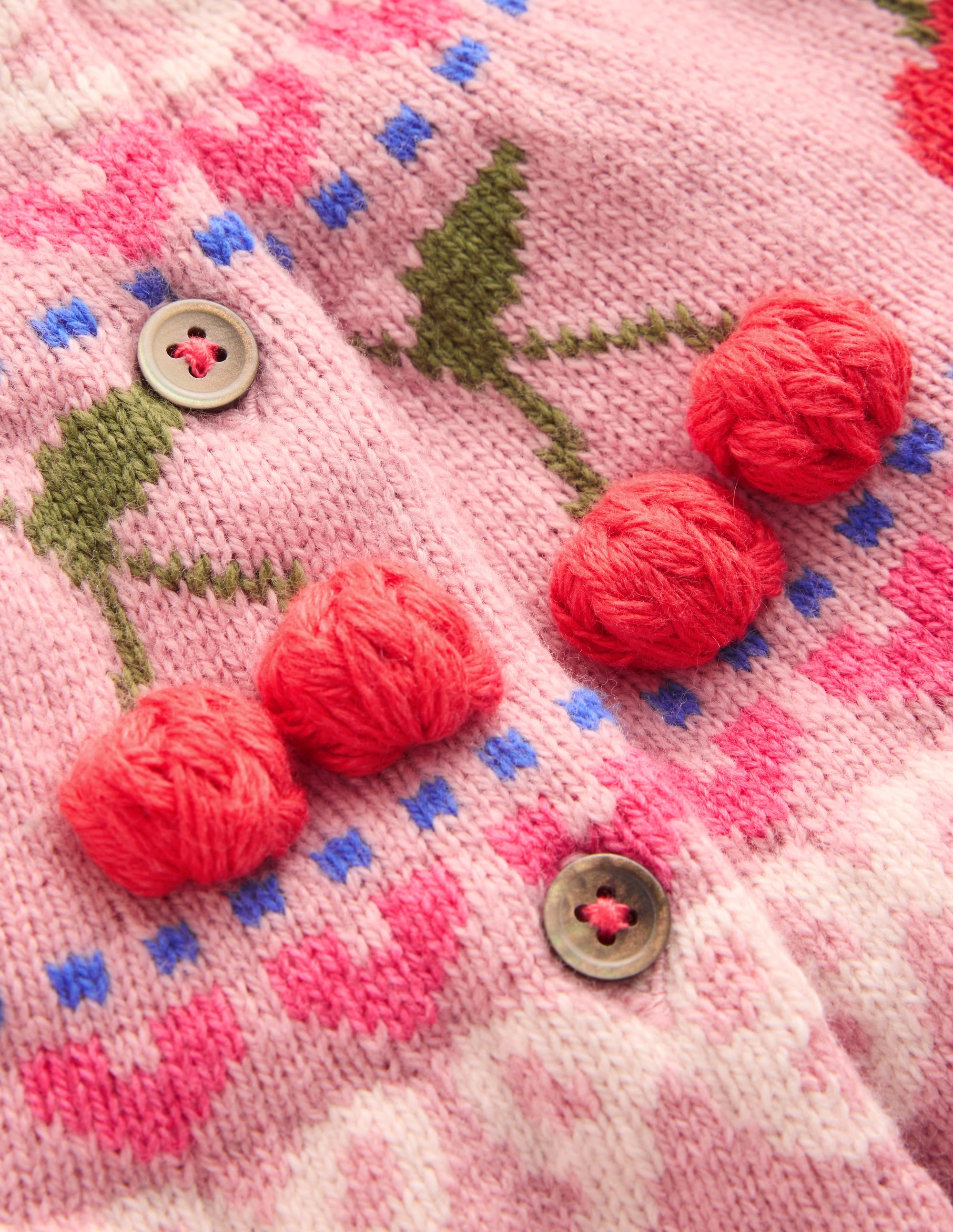 Edie Fair Isle Cardigan-Vintage Pink Marl Cherries - Image 4