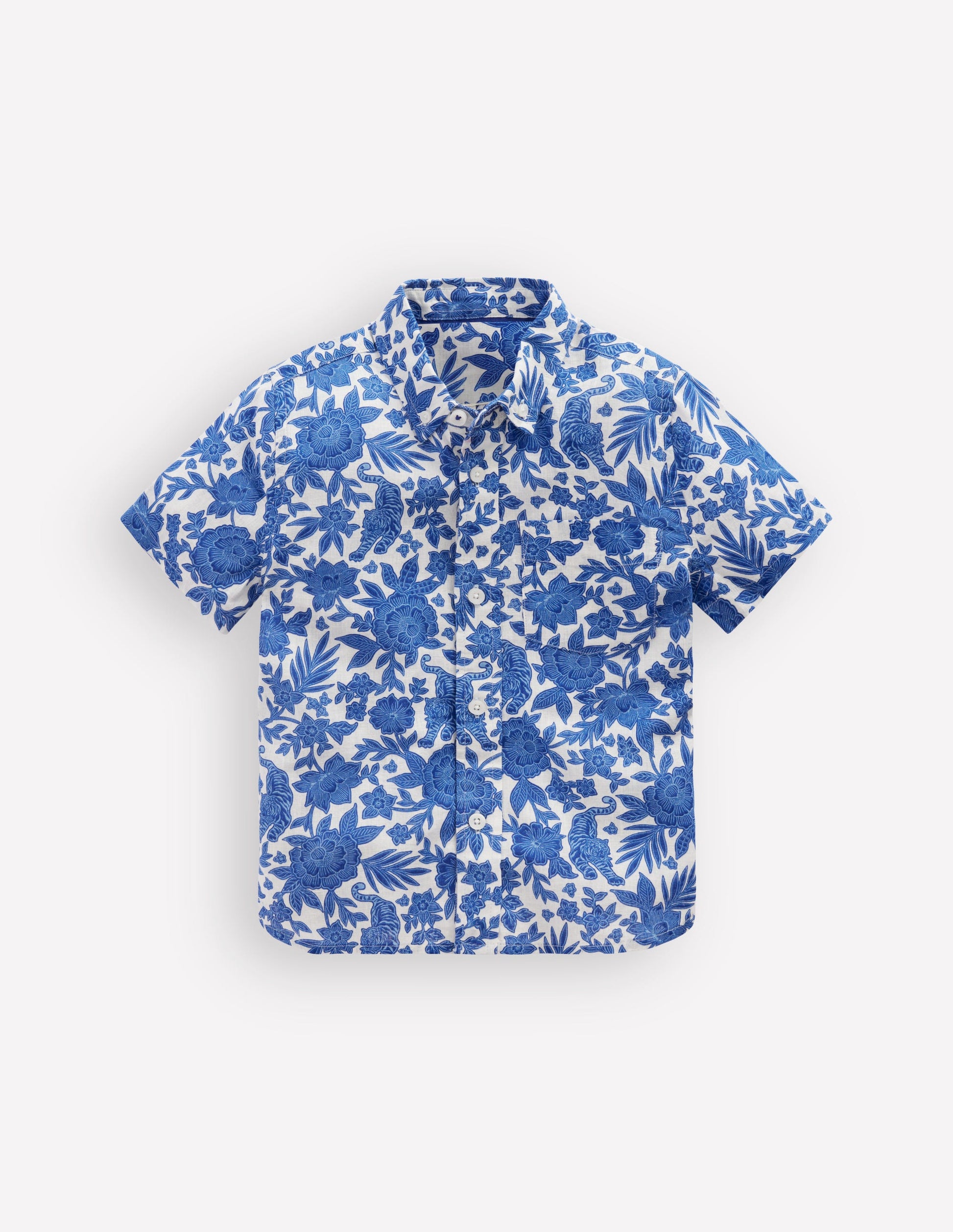 Cotton Linen Shirt-Jungle Woodblock-1