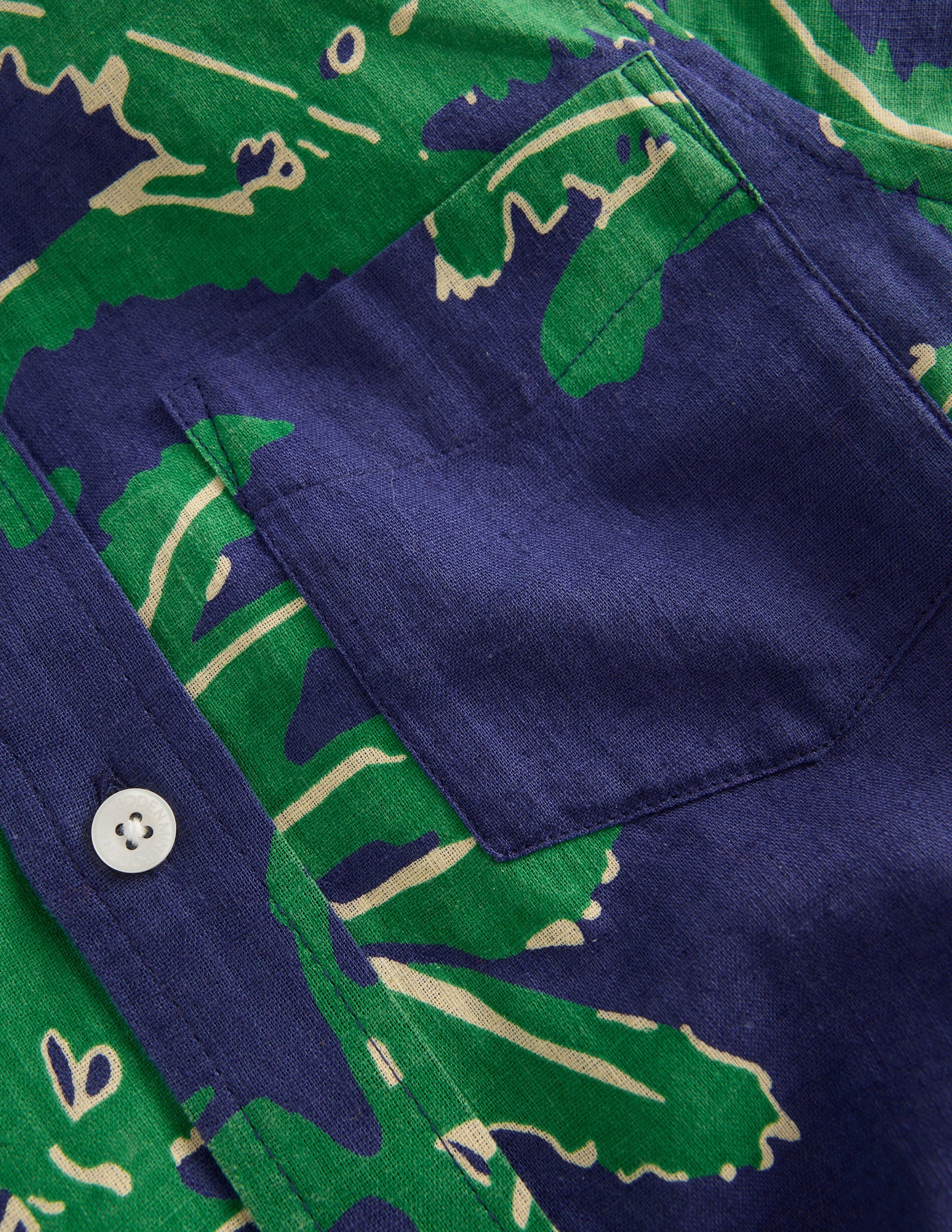 Cotton Linen Shirt-Green Palm Trees-3