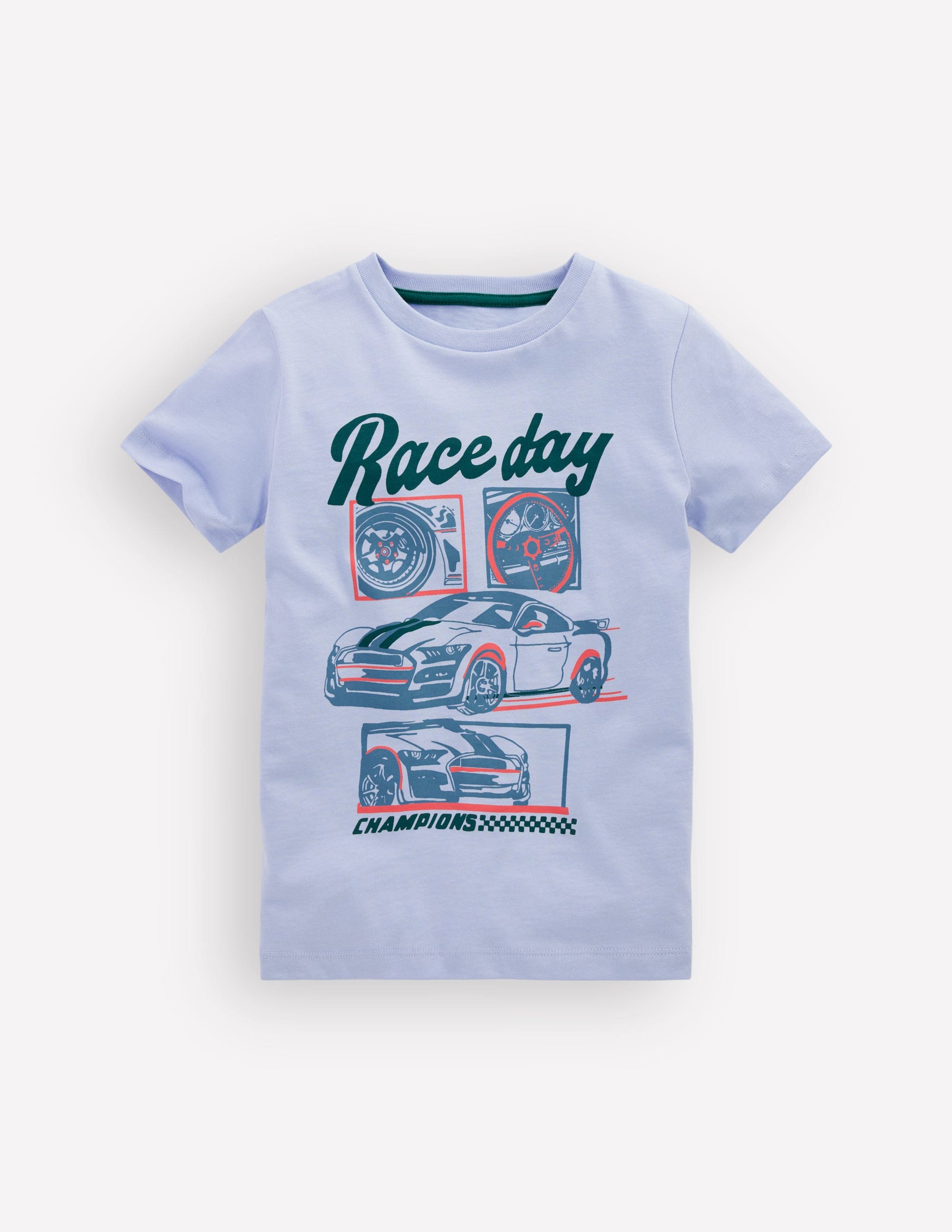 Short Sleeve Graphic T-shirt-Blue Race Cars-2