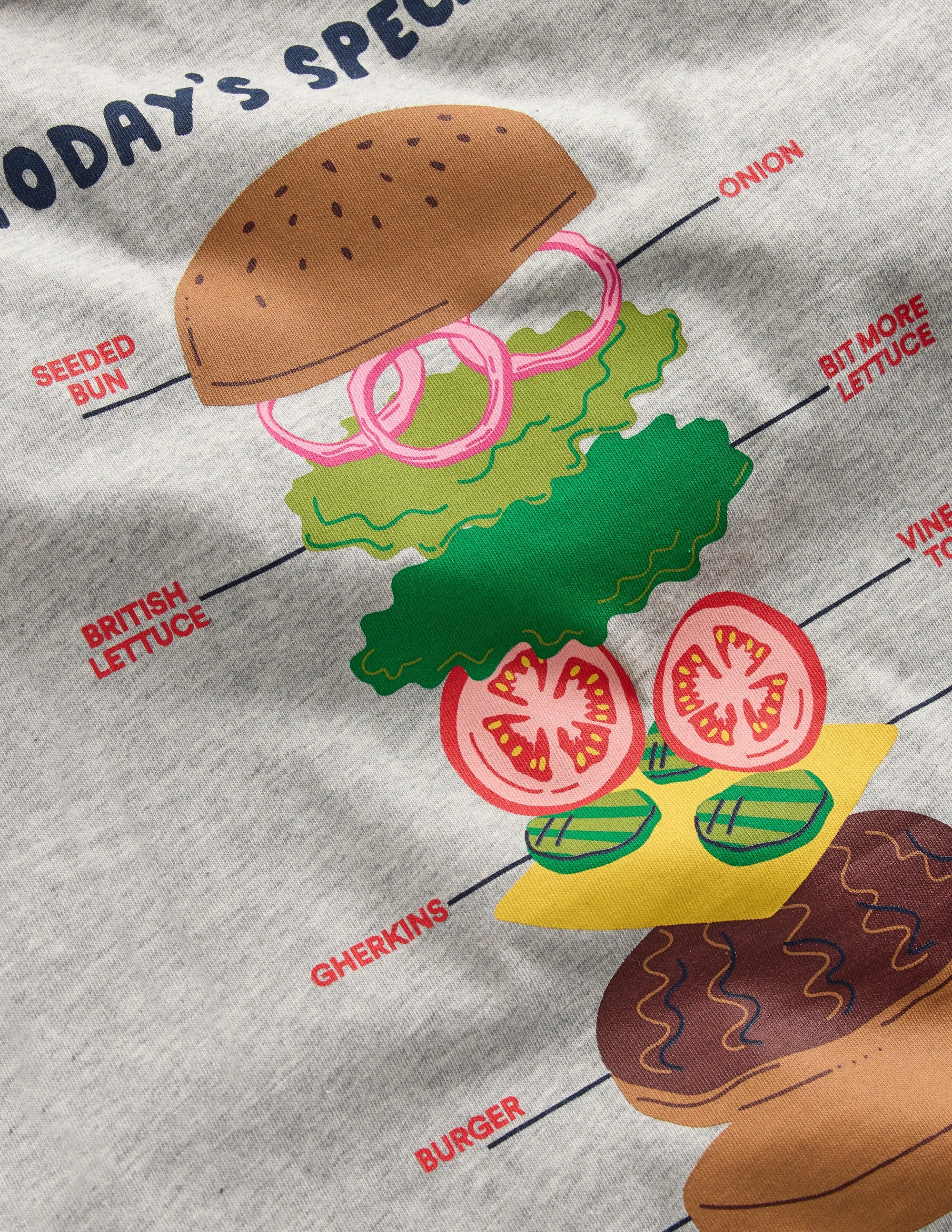 Front & Back Printed T-shirt-Grey Marl Hamburger - Image 5