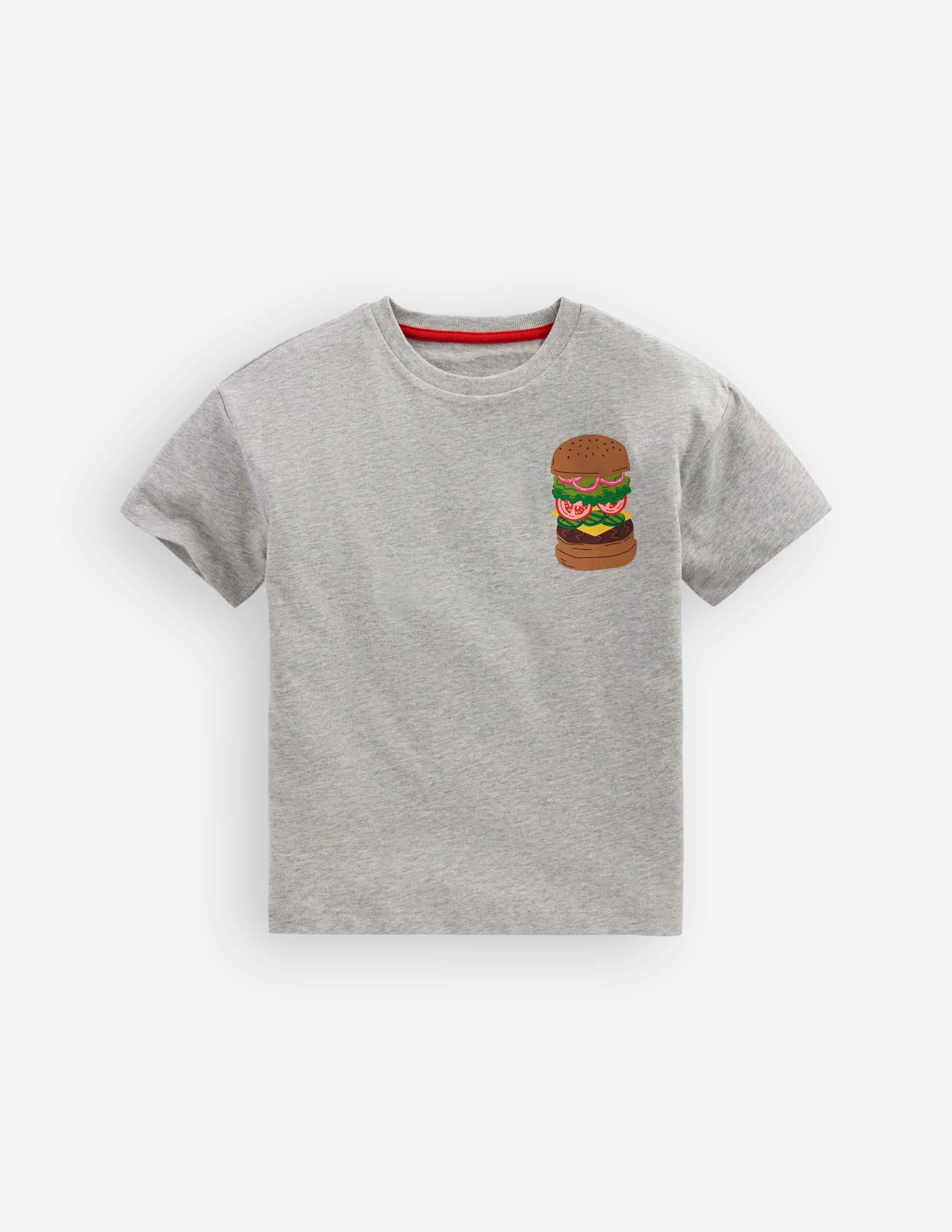 Front & Back Printed T-shirt-Grey Marl Hamburger - Image 3