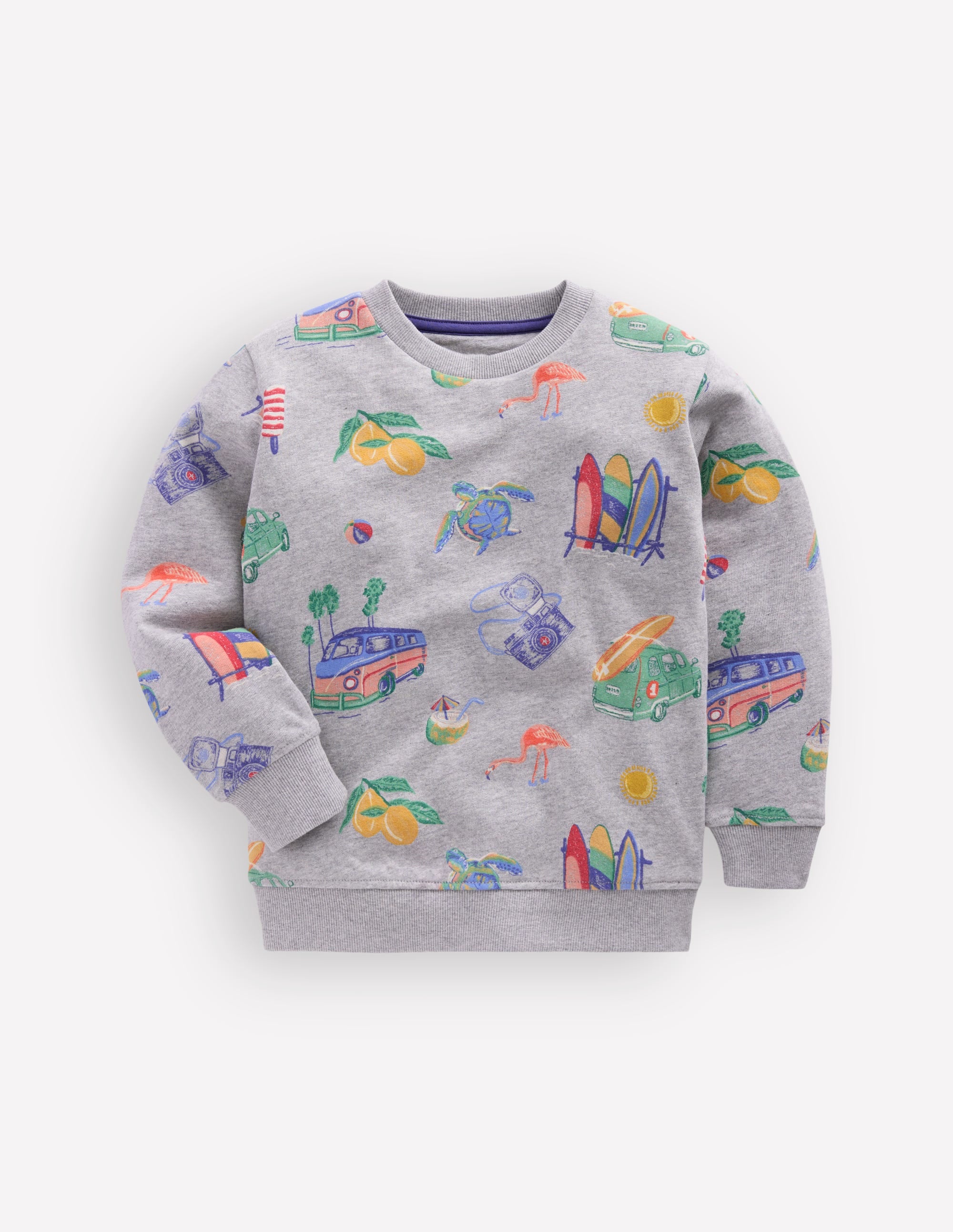 Everyday Printed Sweatshirt-Grey Marl Sketchy Holiday - Image 2