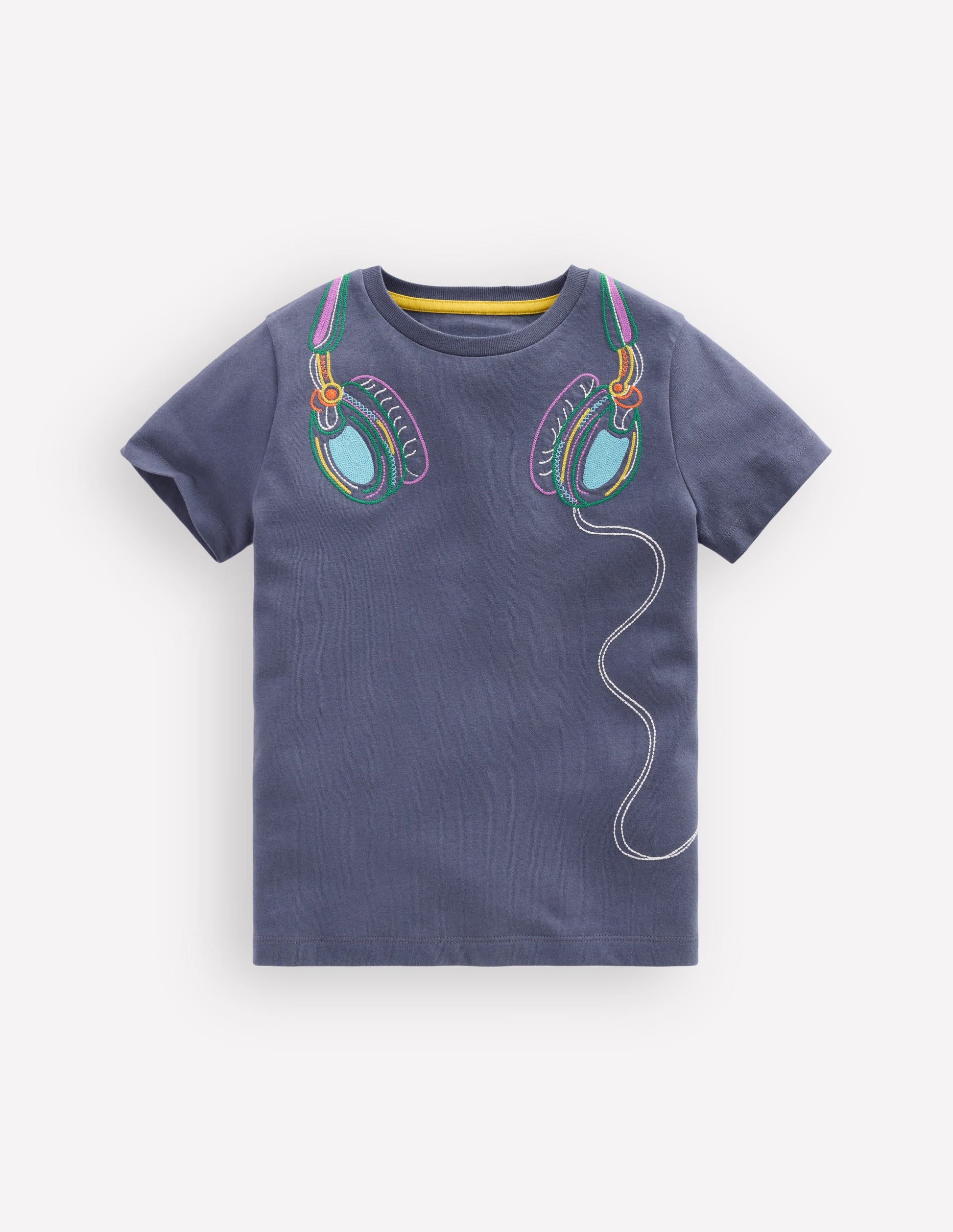 Linear Stitch T-shirt-Vintage Indigo Headphones-2