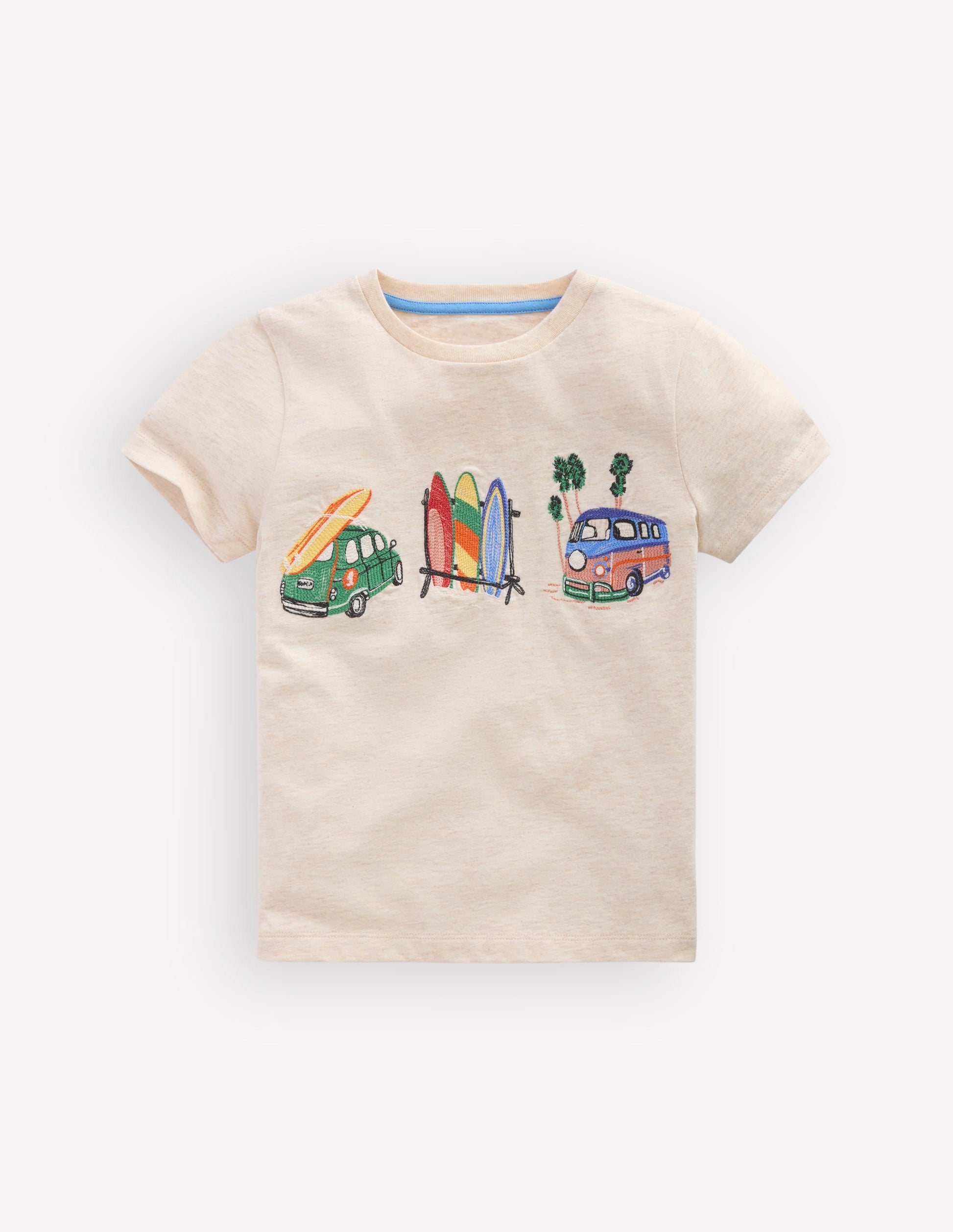 Linear Stitch T-shirt-Oatmeal Marl Holiday-3