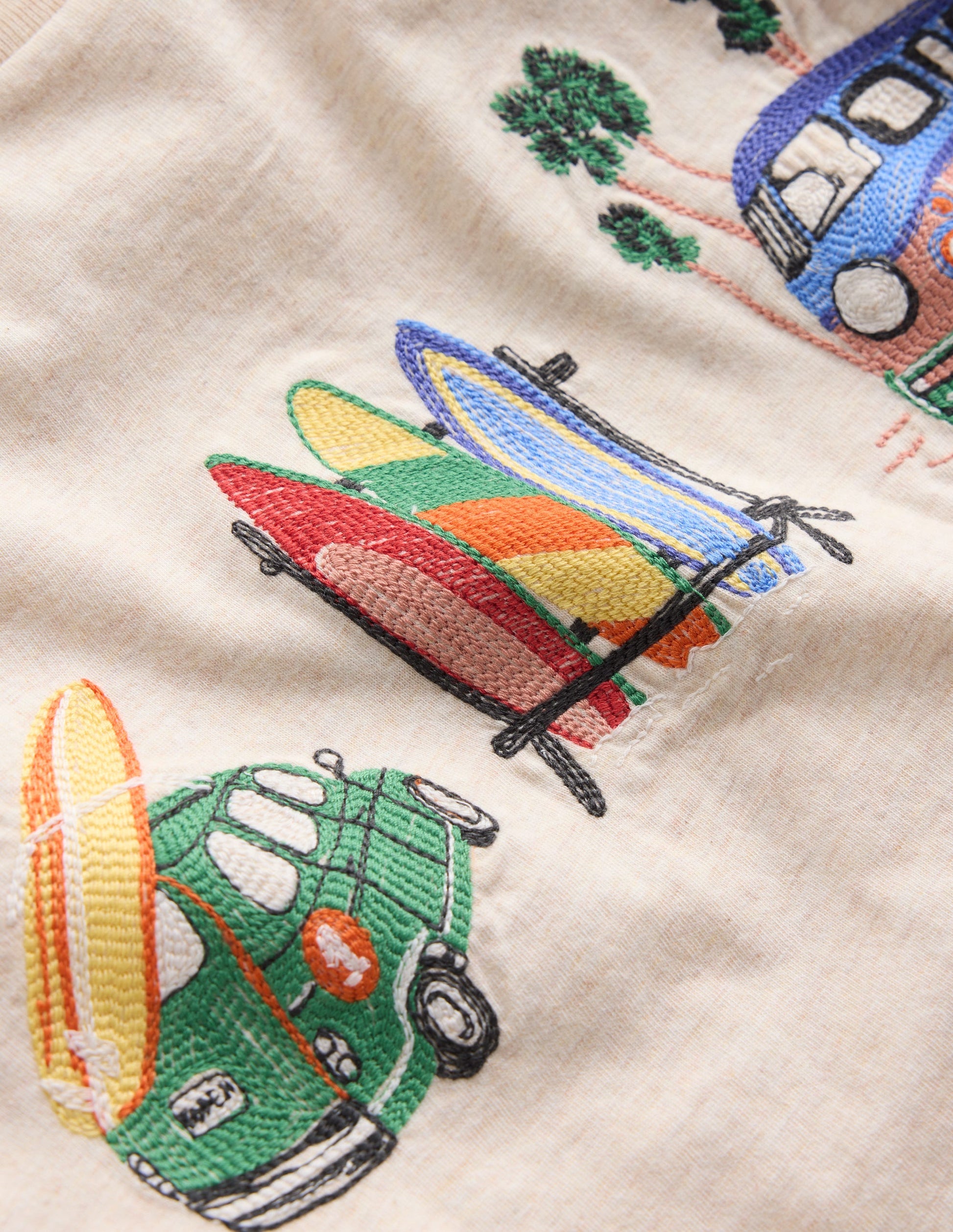 Linear Stitch T-shirt-Oatmeal Marl Holiday-5