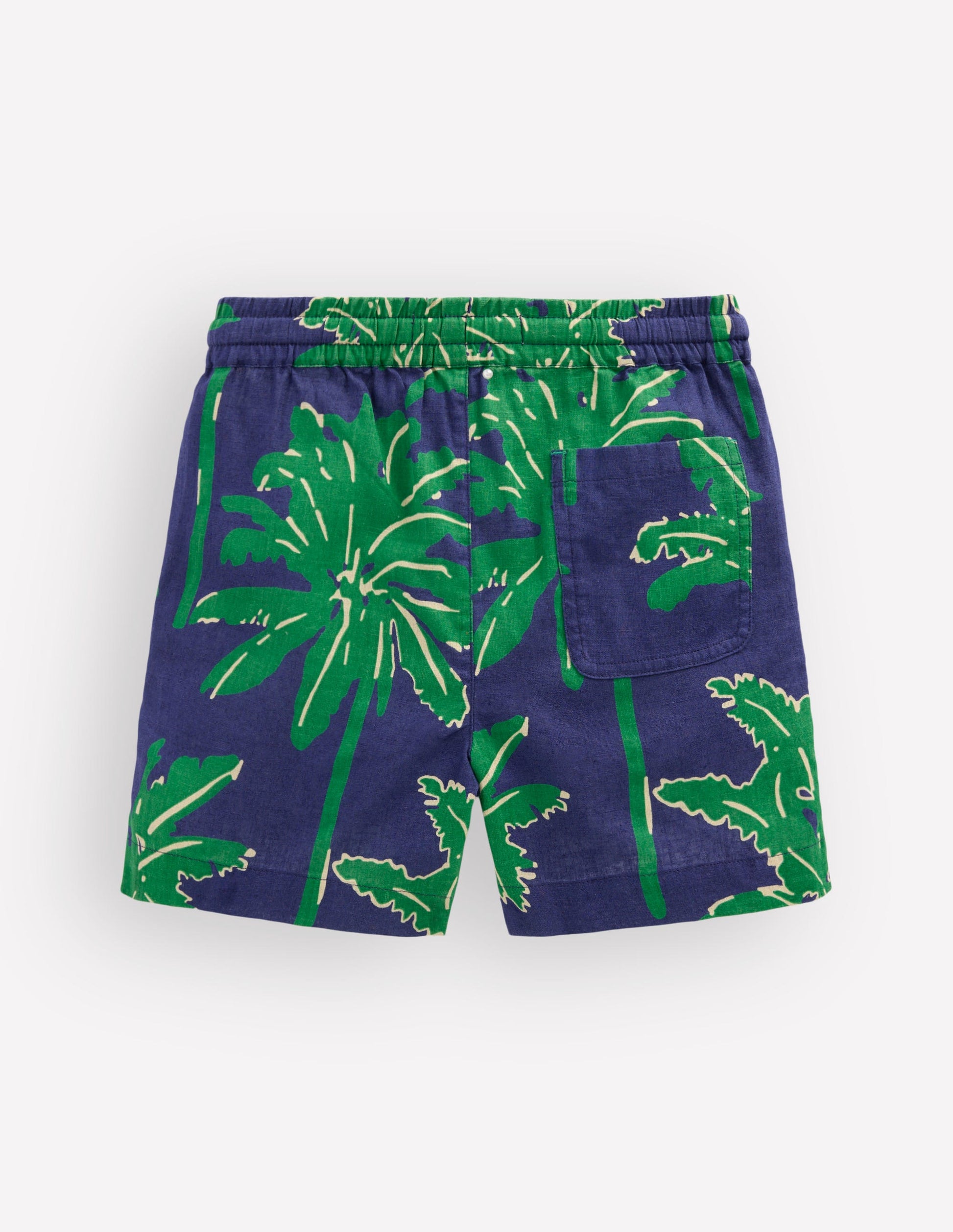 Cotton Linen Shorts-Green Palm Trees-2