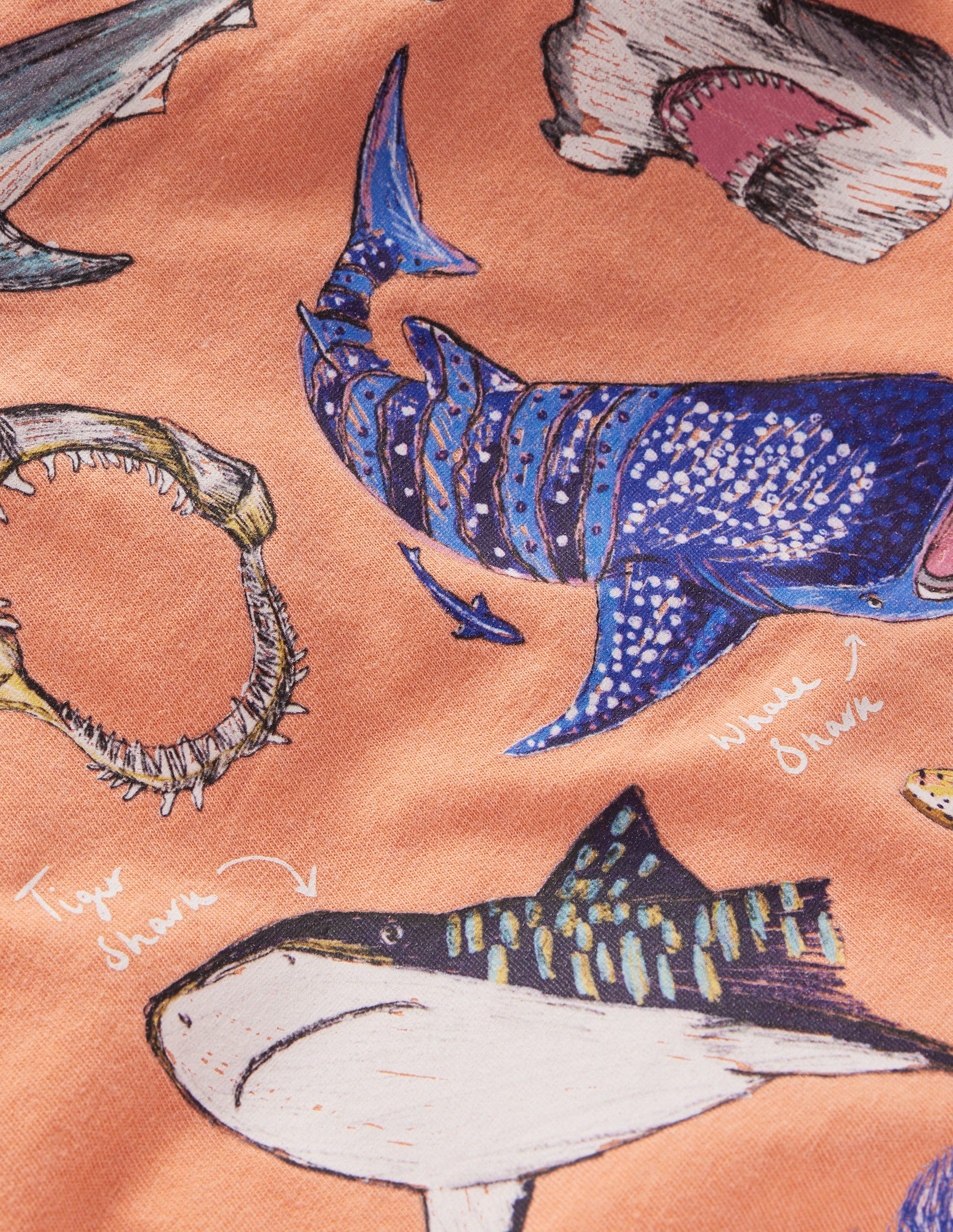 Vintage Wash Graphic T-shirt-ORANGE SHARKS-3