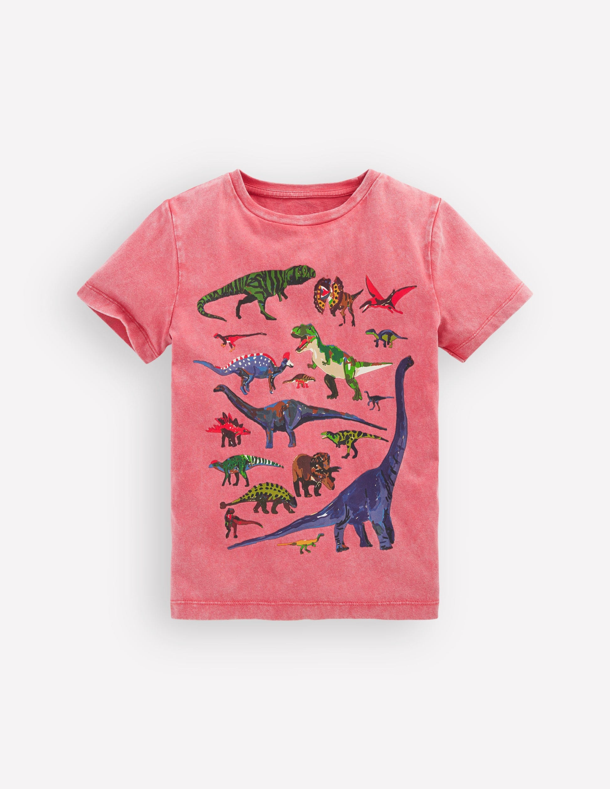 Vintage Wash Graphic T-shirt-Red Dino-2
