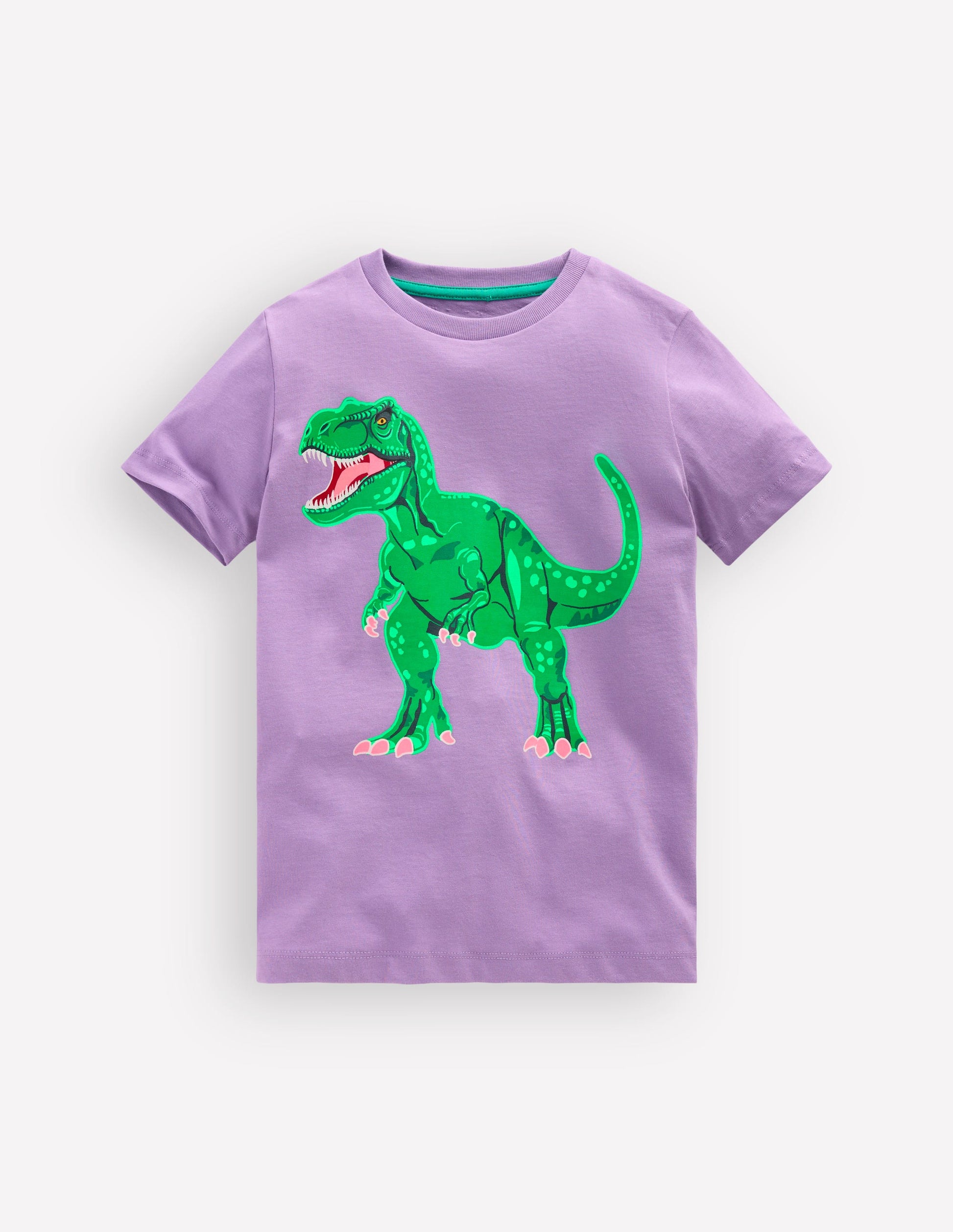 Front and Back Glow T-shirt-Aster Purple, Dino Skeleton-1
