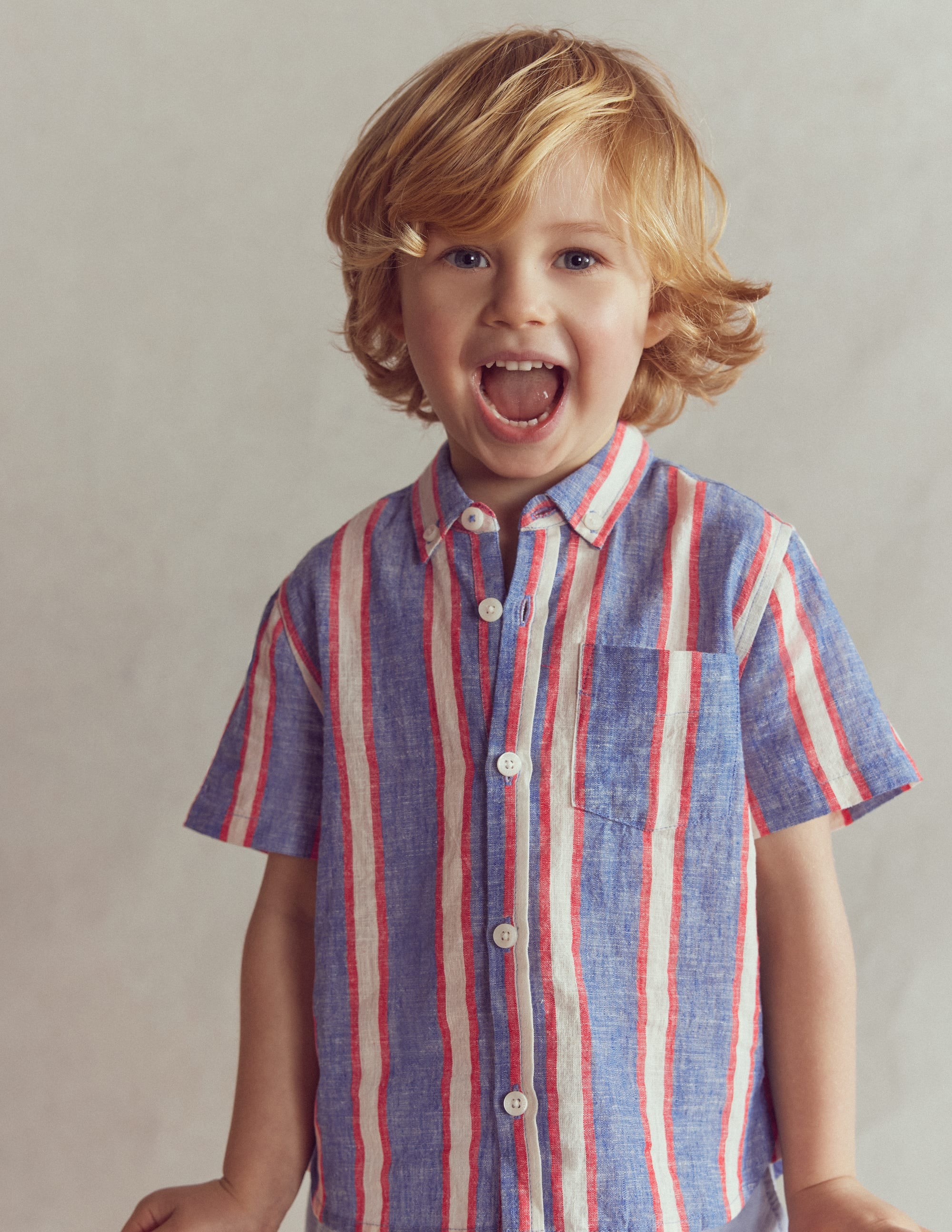 Cotton Linen Shirt-Triple Stripe - Image 1
