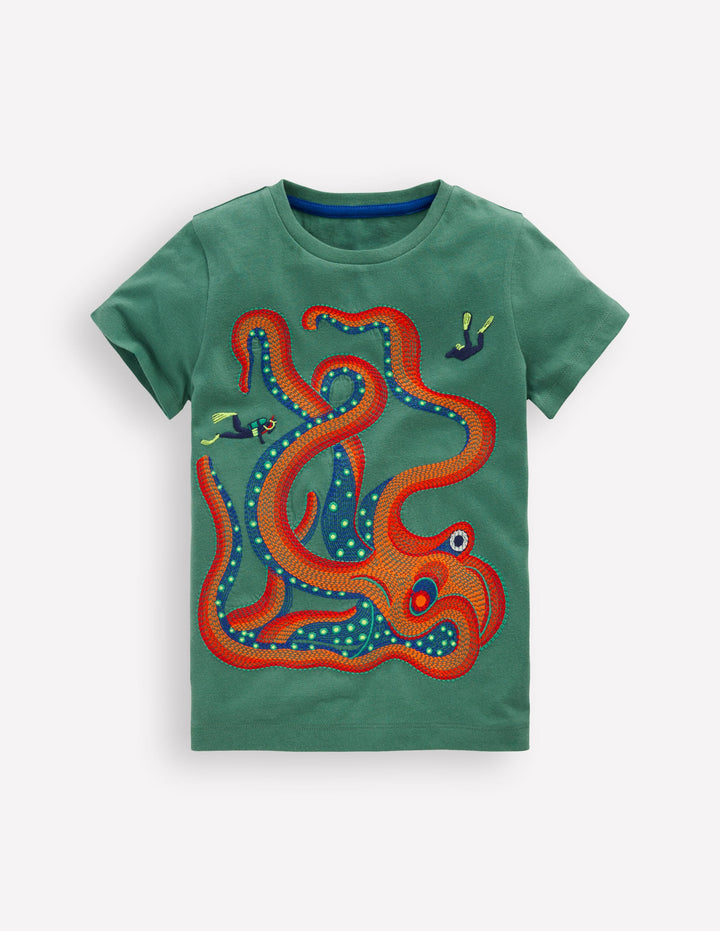 Superstitch T-Shirt-Spruce Green Octopus