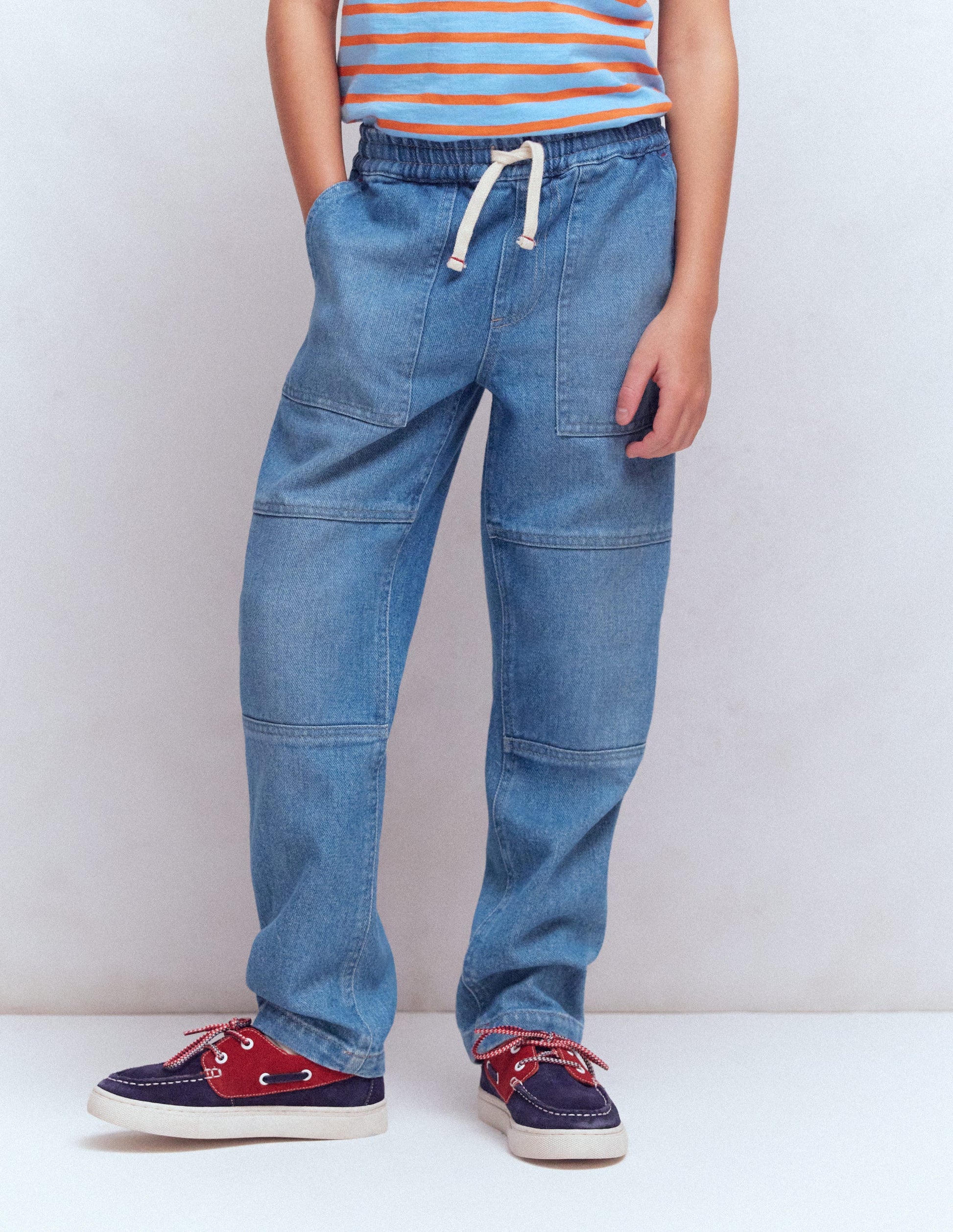 Warrior Knee Jeans-Mid Blue Wash-3