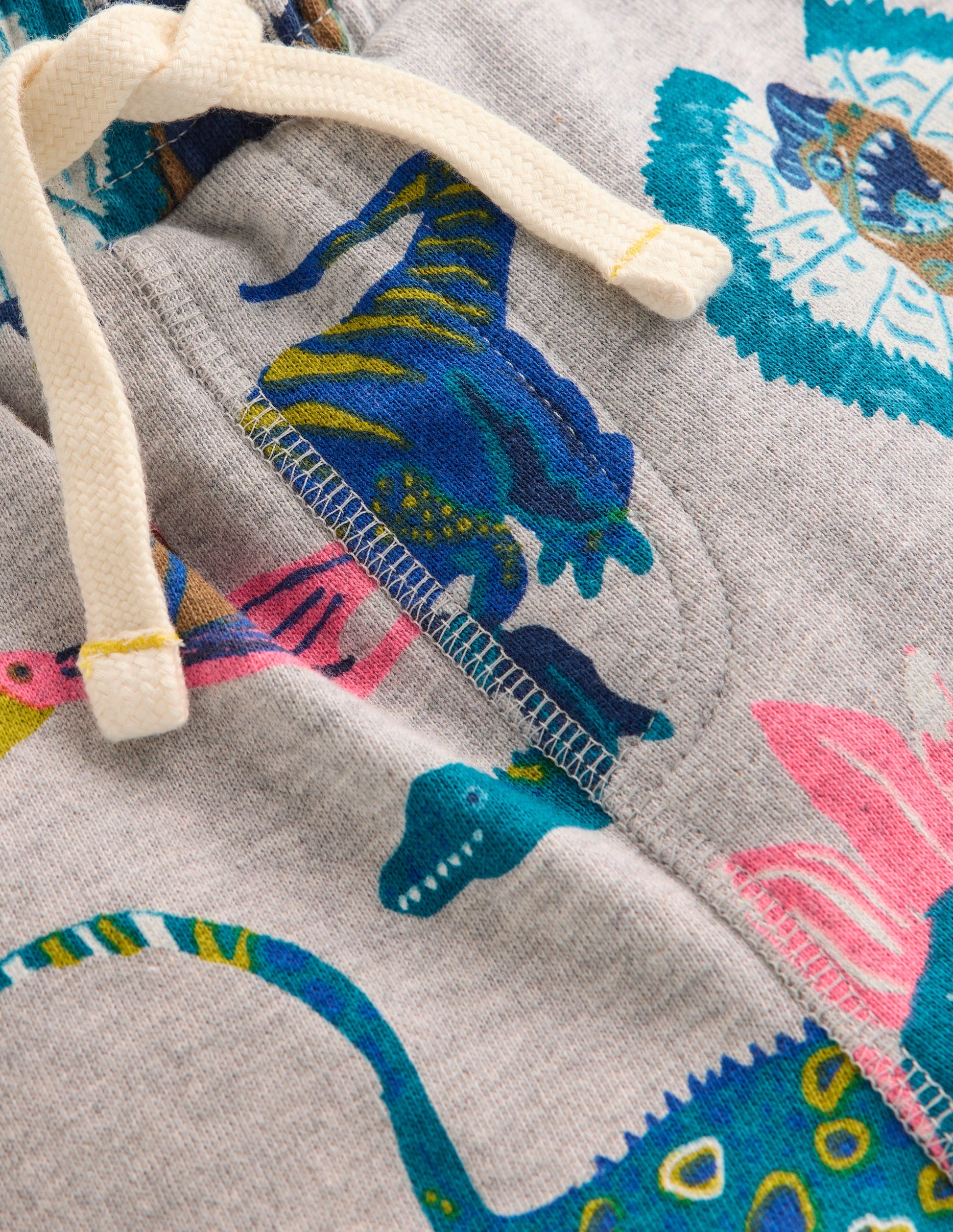 Printed Shorts-Grey Dinos-3