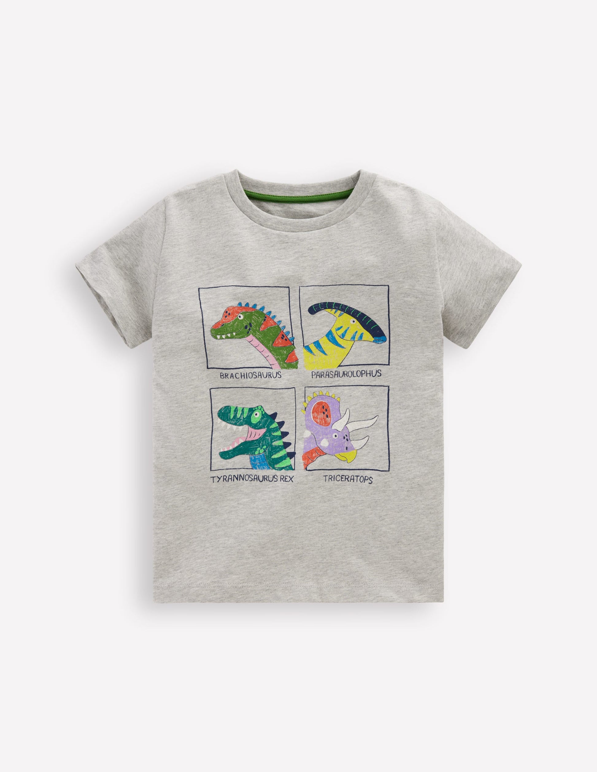 Short Sleeve Graphic T-shirt-Grey Marl Dinos-1