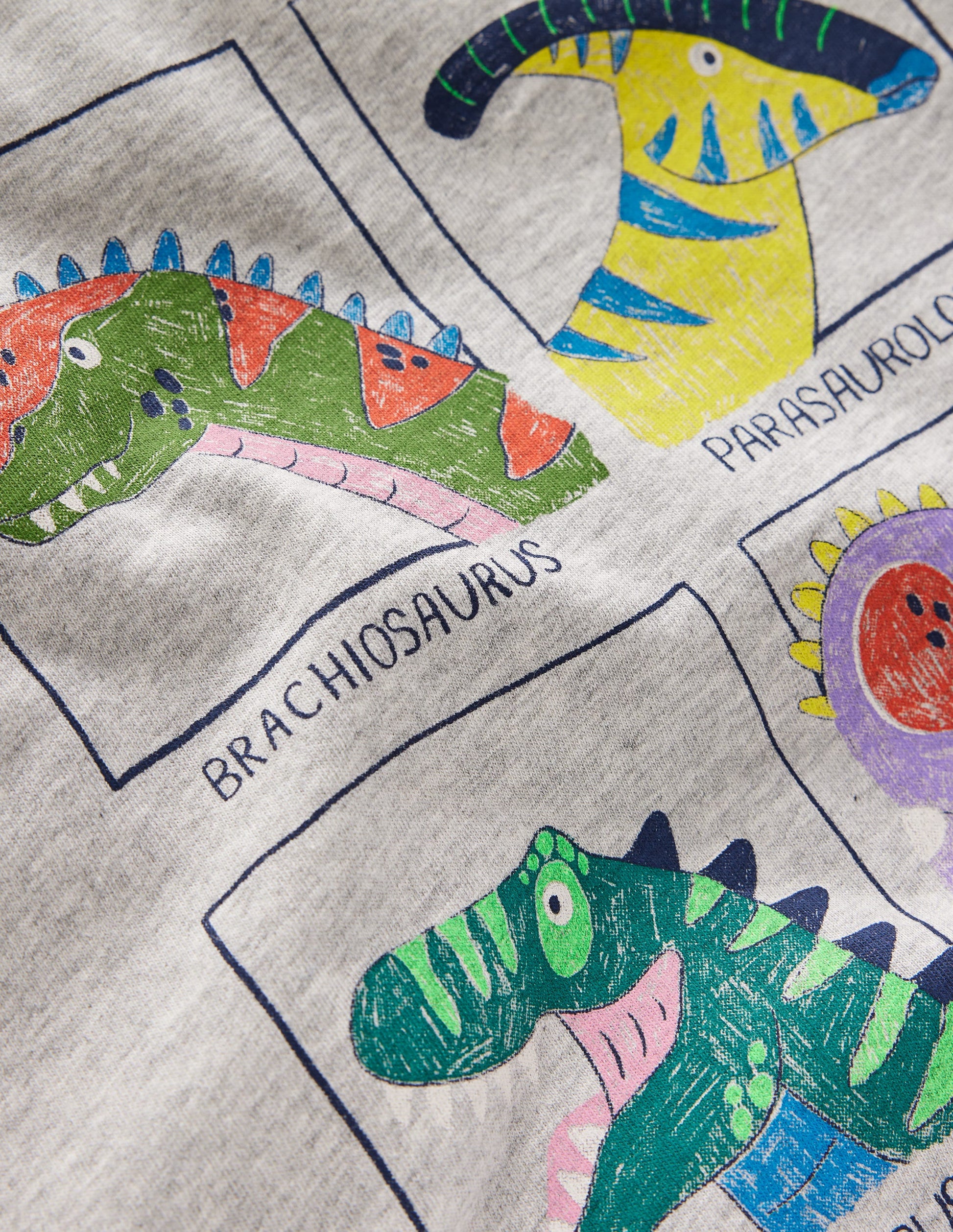 Short Sleeve Graphic T-shirt-Grey Marl Dinos-3