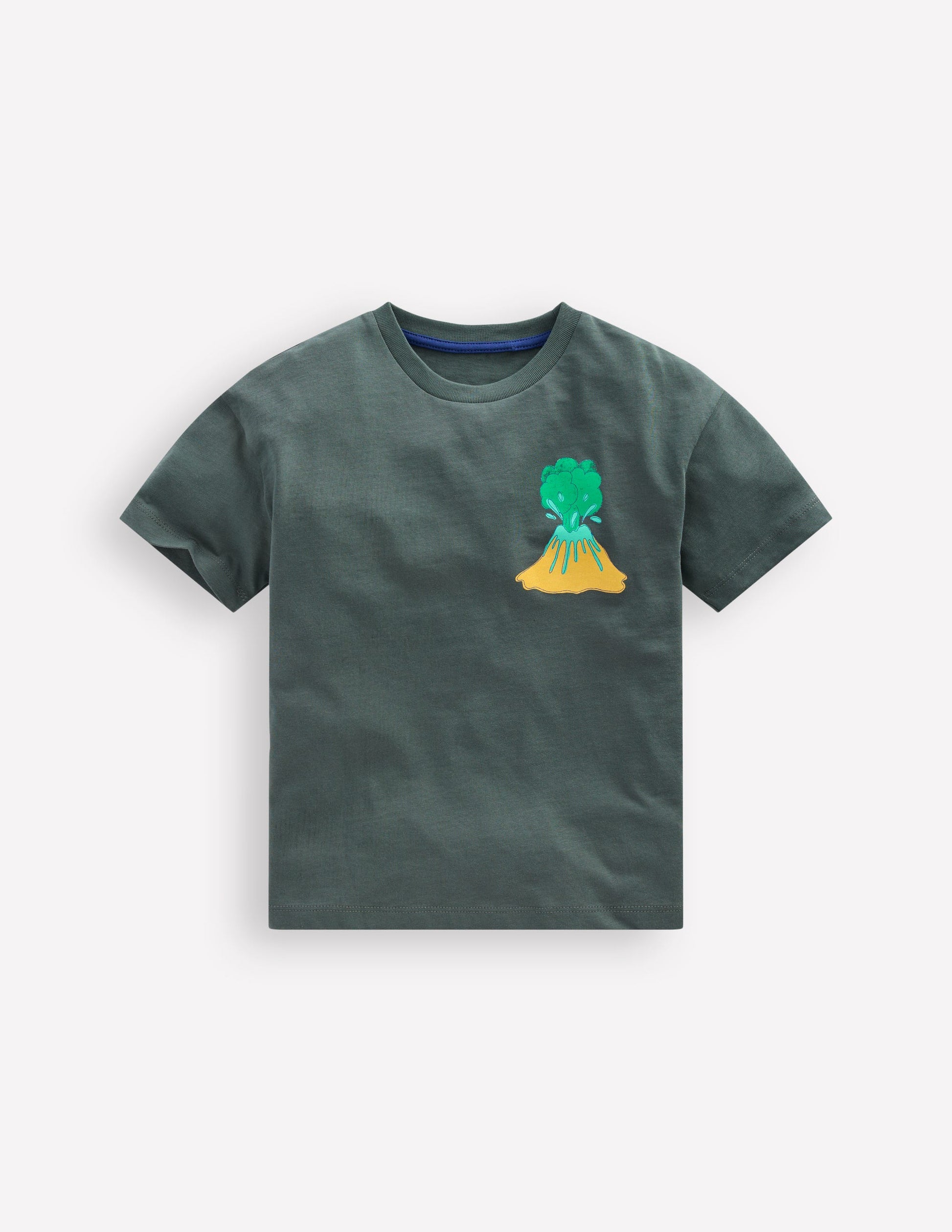 Front & Back Printed T-shirt-Charcoal Volcanoes-1