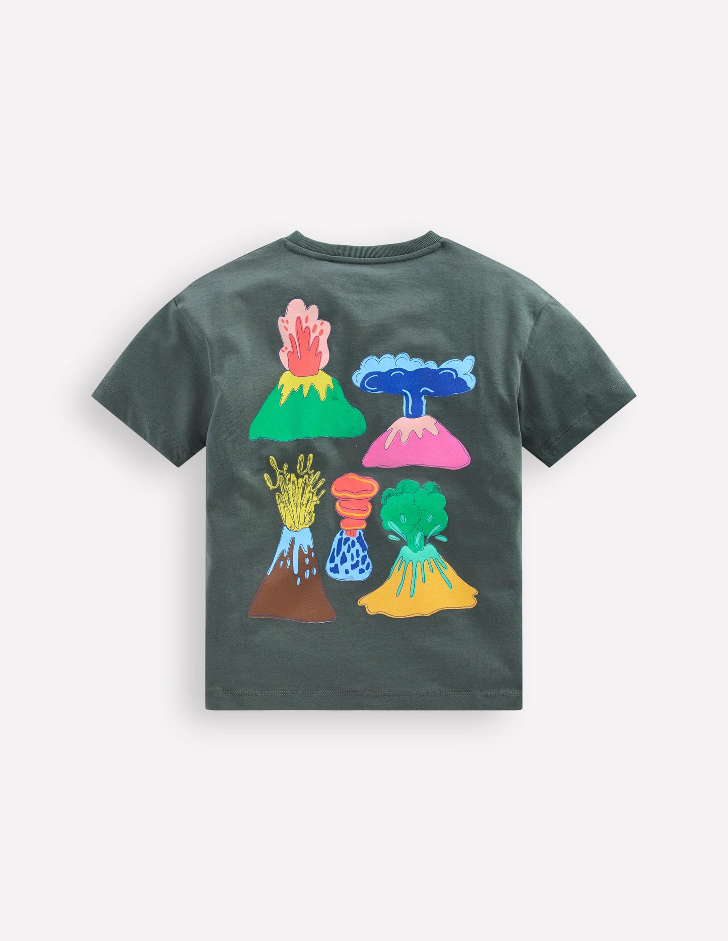 Front & Back Printed T-shirt-Charcoal Volcanoes