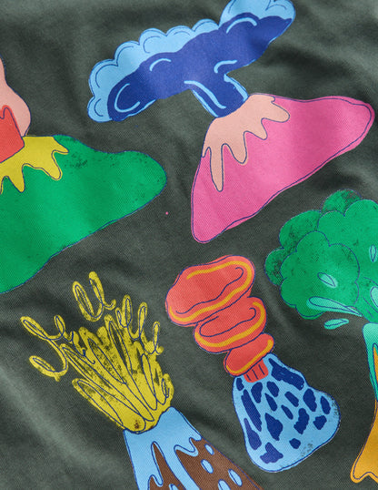 Front & Back Printed T-shirt-Charcoal Volcanoes-3