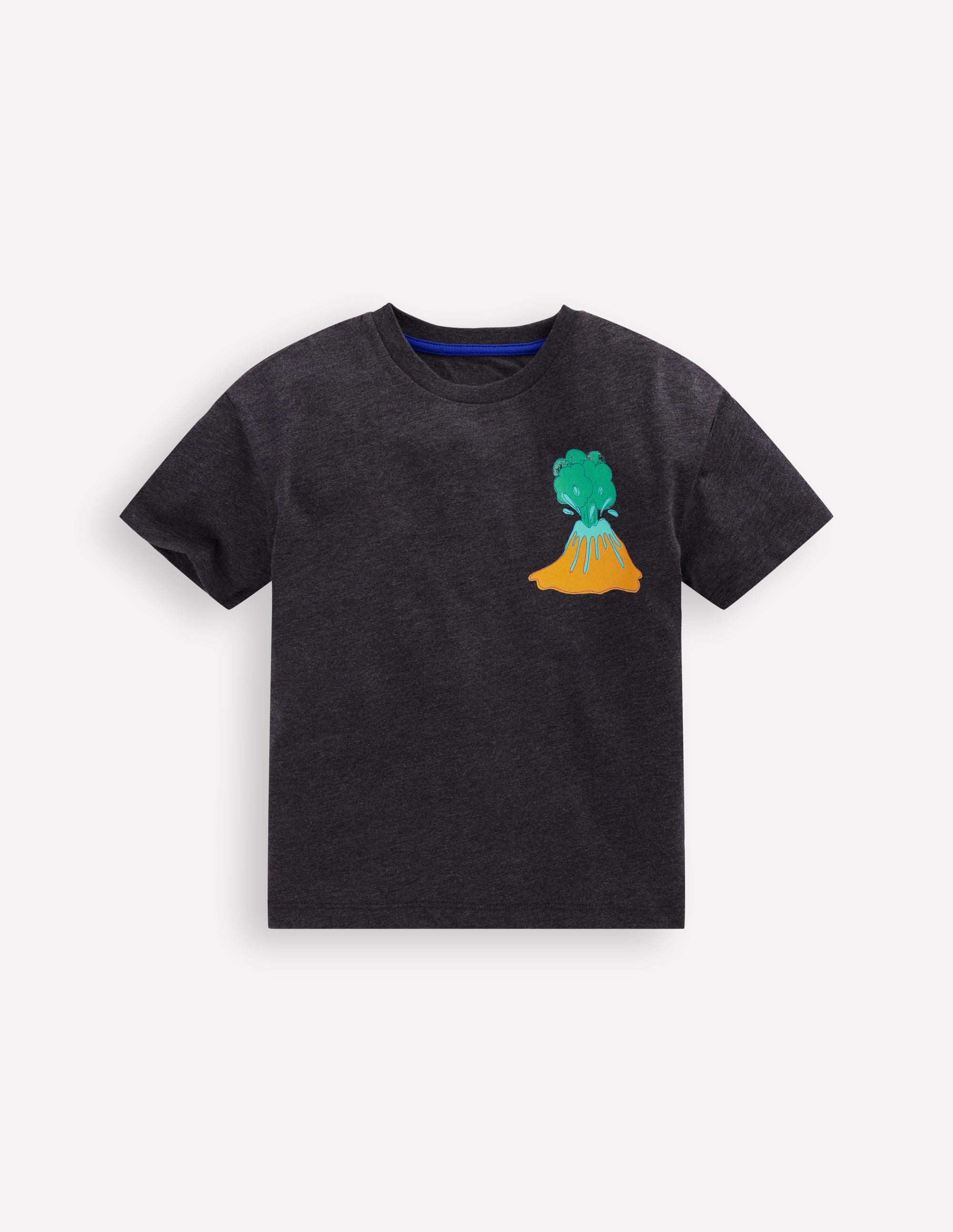 Front & Back Printed T-shirt-Charcoal Volcanoes - Image 1