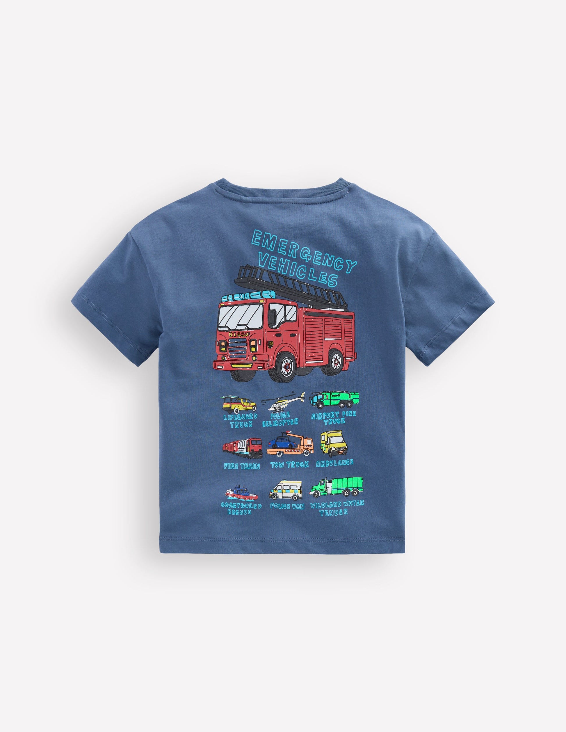 Front & Back Printed T-shirt-Vintage Indigo Truck-2