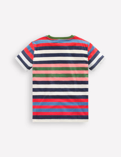 Everyday Short Sleeve T-Shirt-Navy, Red and Blue Multistripe-1