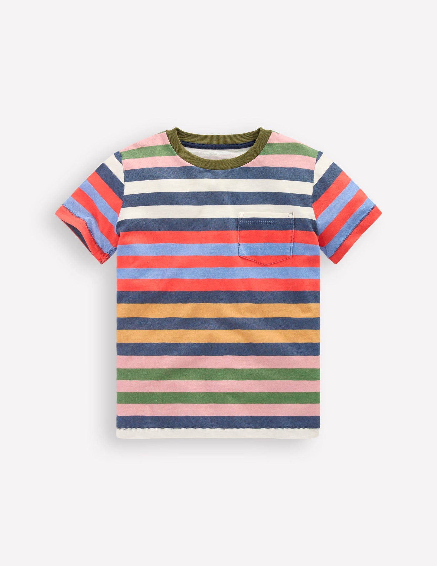 Everyday Short Sleeve T-Shirt-Navy, Red and Blue Multistripe